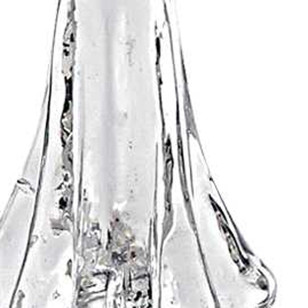 10" Mouth Blown Clear Glass Christmas Tree Sculpture - Minihomy