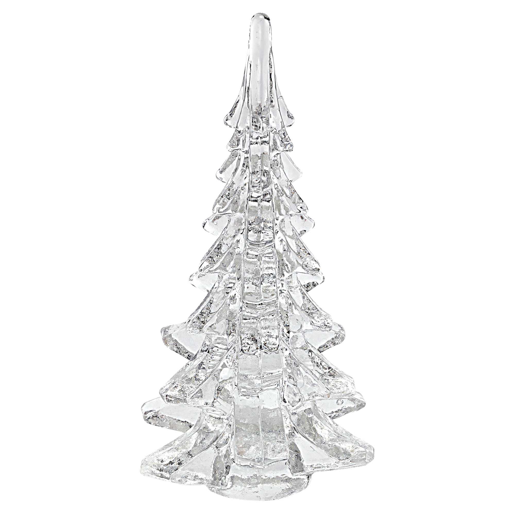 12" Mouth Blown Clear Glass Christmas Tree Sculpture - Minihomy