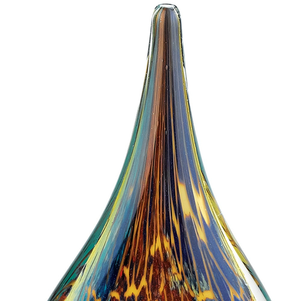 11 Multicolor Art Glass Teardrop On Crystal Base - Minihomy