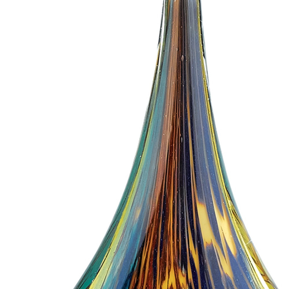 11 Multicolor Art Glass Teardrop On Crystal Base - Minihomy