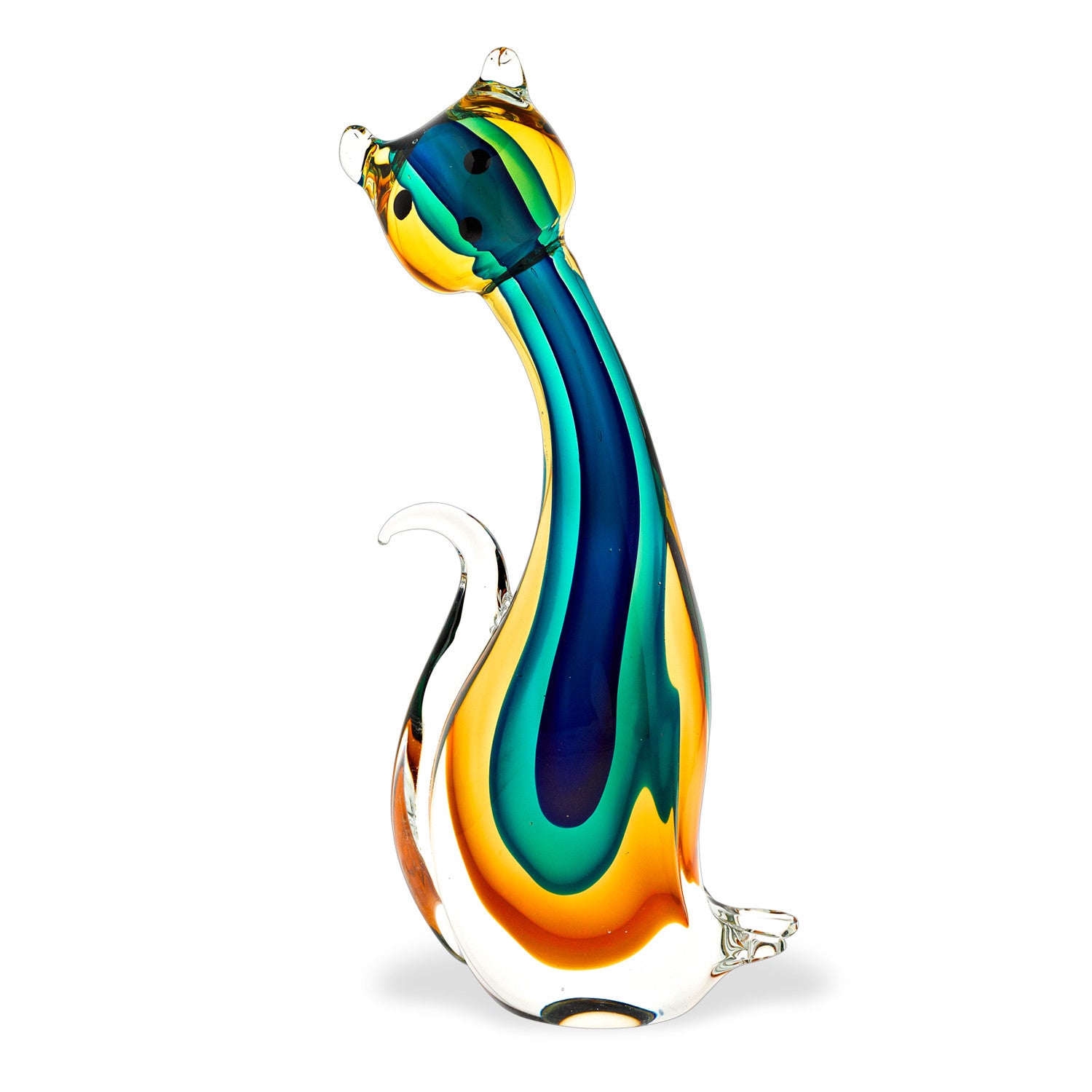 12 Mouth Blown Multicolor Feline Art Glass - Minihomy