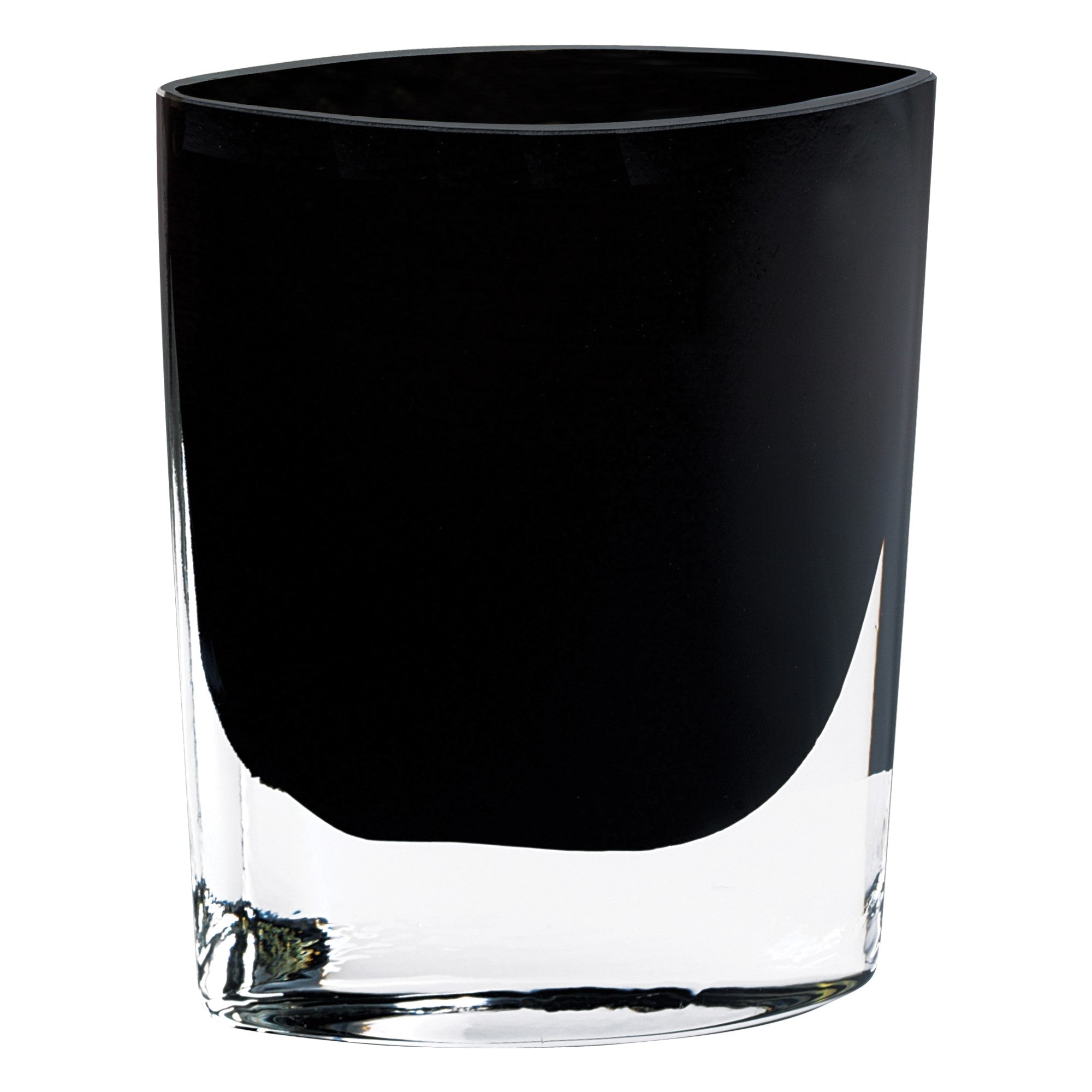 8 Mouth Blown Crystal European Made Lead Free Jet Black Pocket Shaped Vase - Minihomy