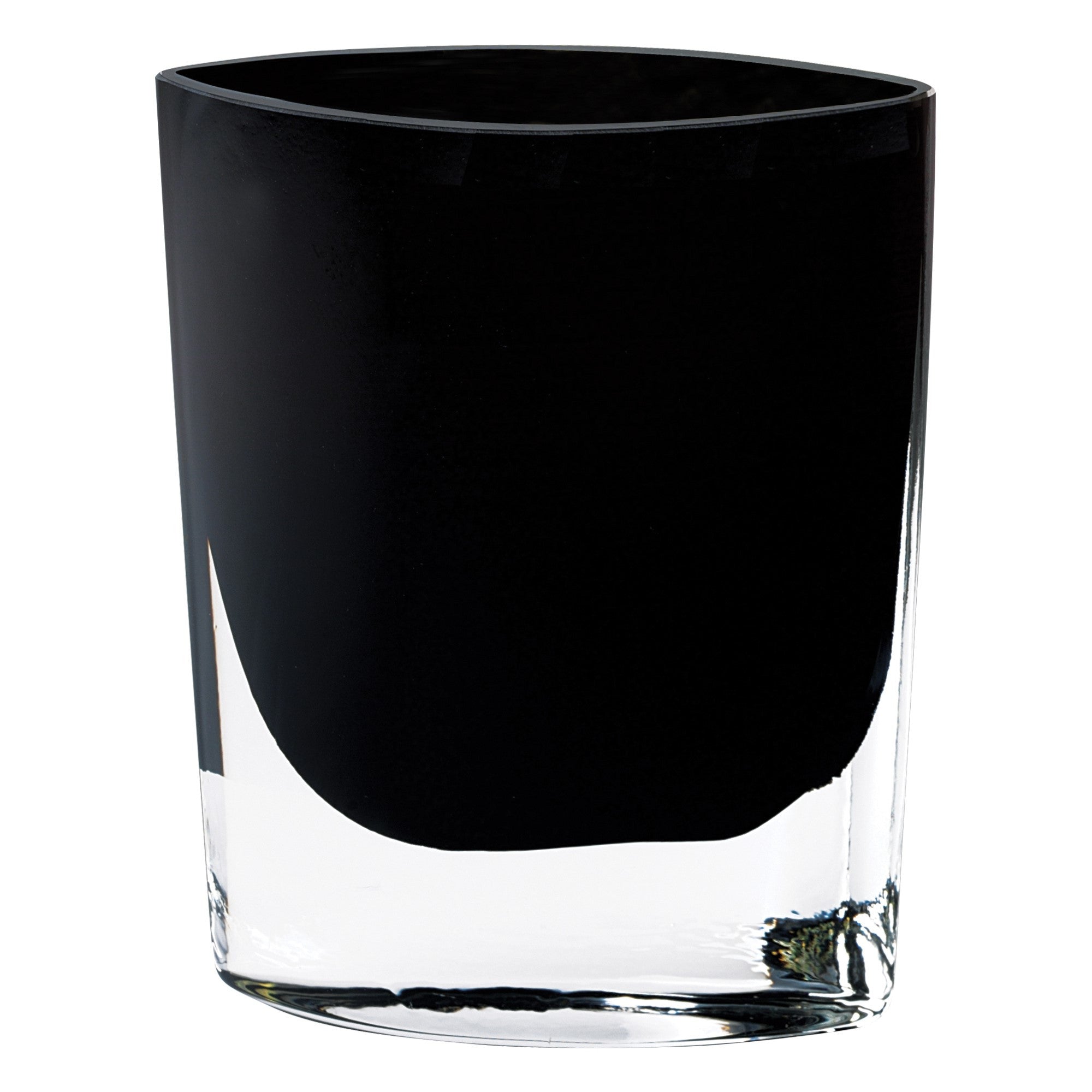 8 Mouth Blown Crystal European Made Lead Free Jet Black Pocket Shaped Vase - Minihomy