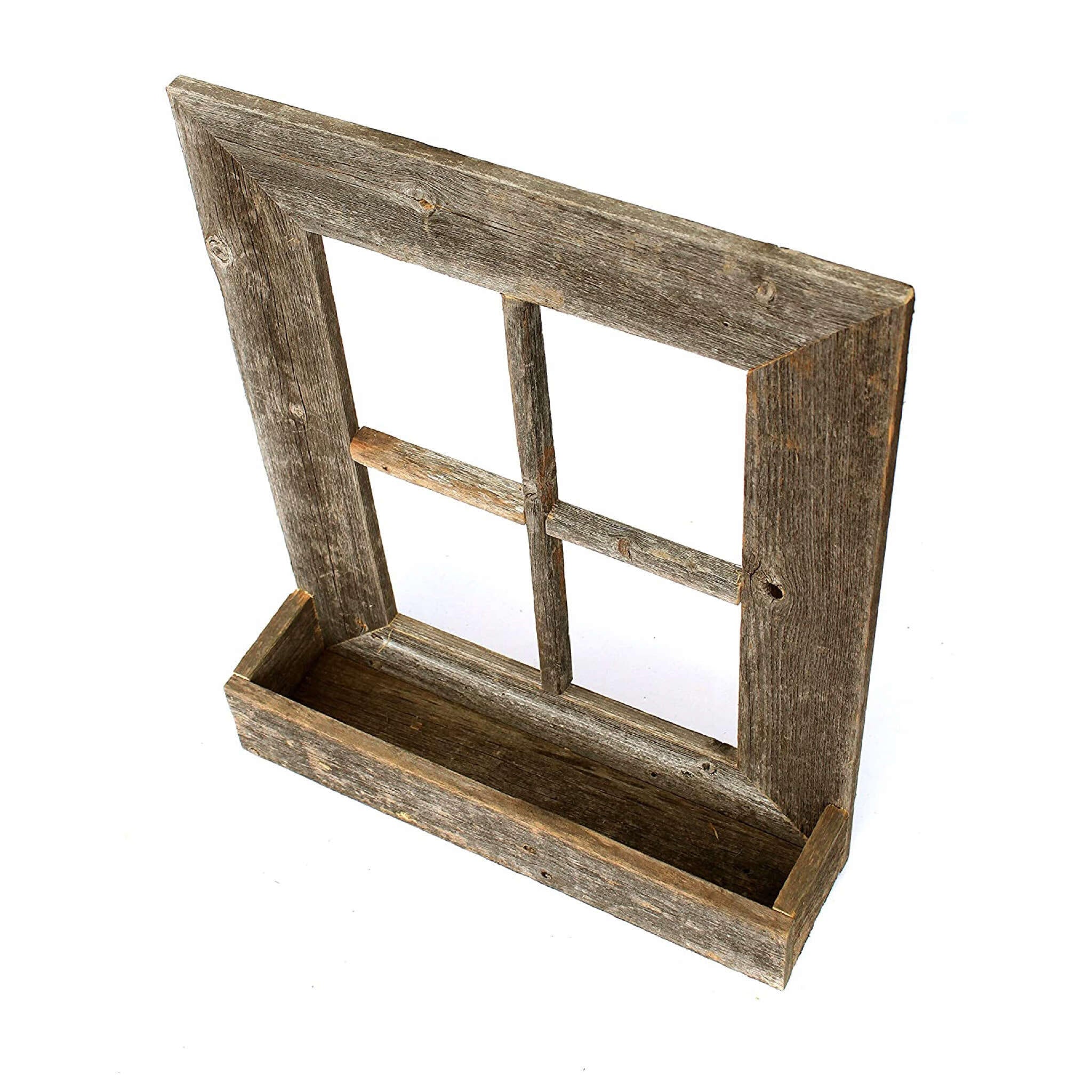 22X18 Rustic Weatered Grey Window Frame With Planter - Minihomy