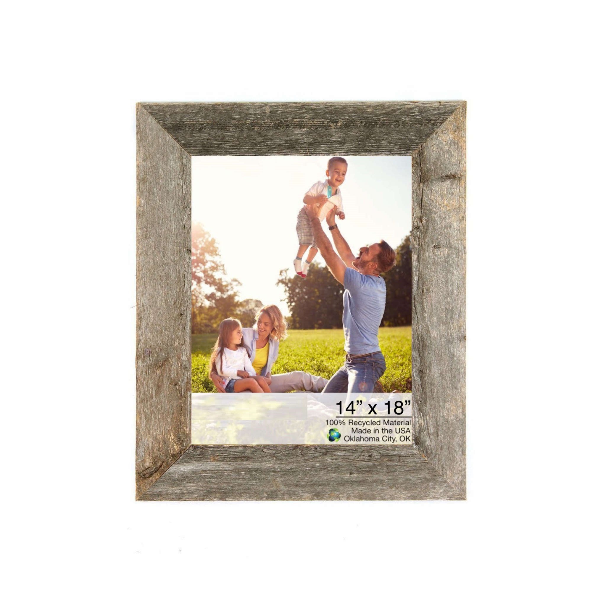 14X18 Natural Weathered Grey Picture Frame With Plexiglass Holder - Minihomy