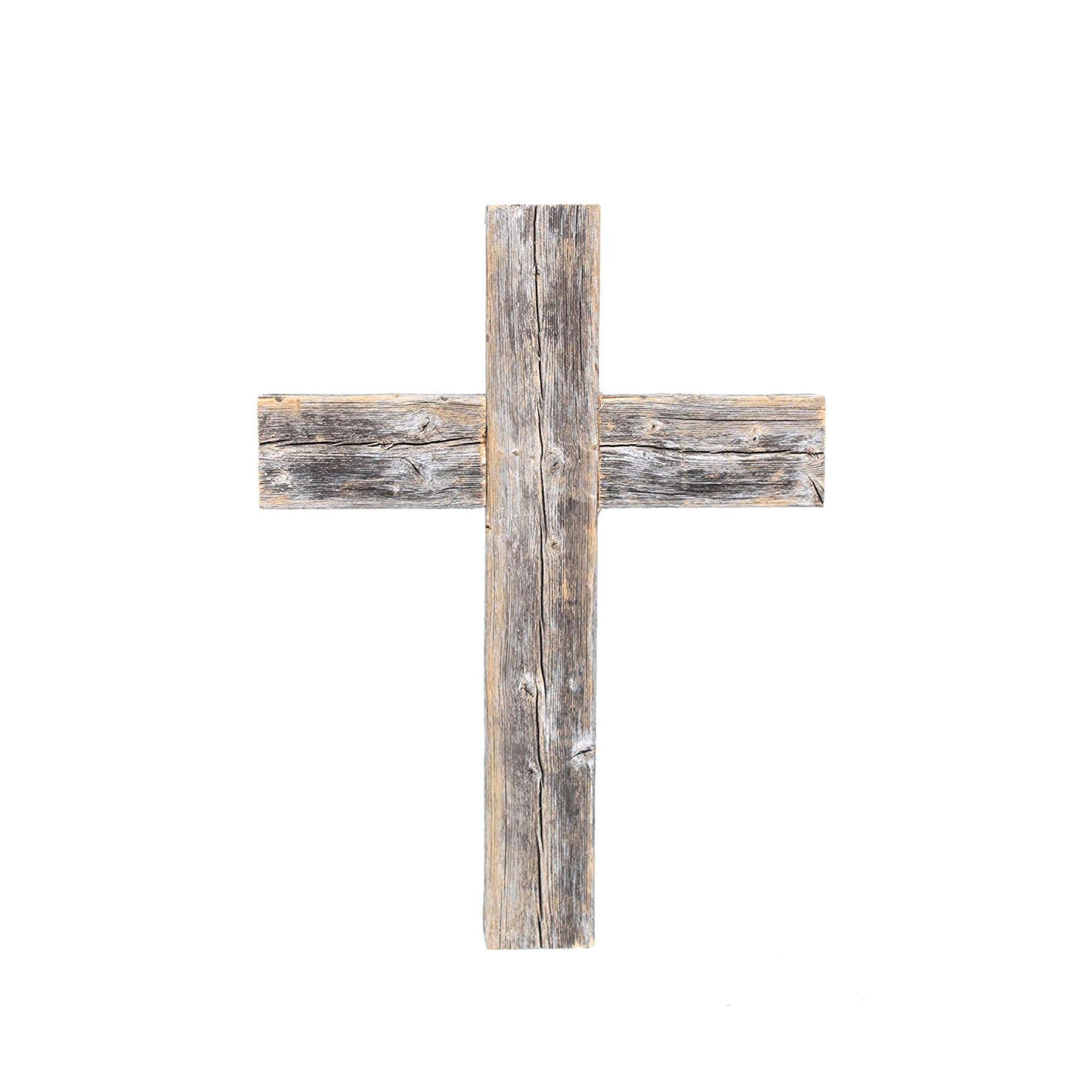 Rustic Weathered Grey Reclaimed Wood Cross Decoration