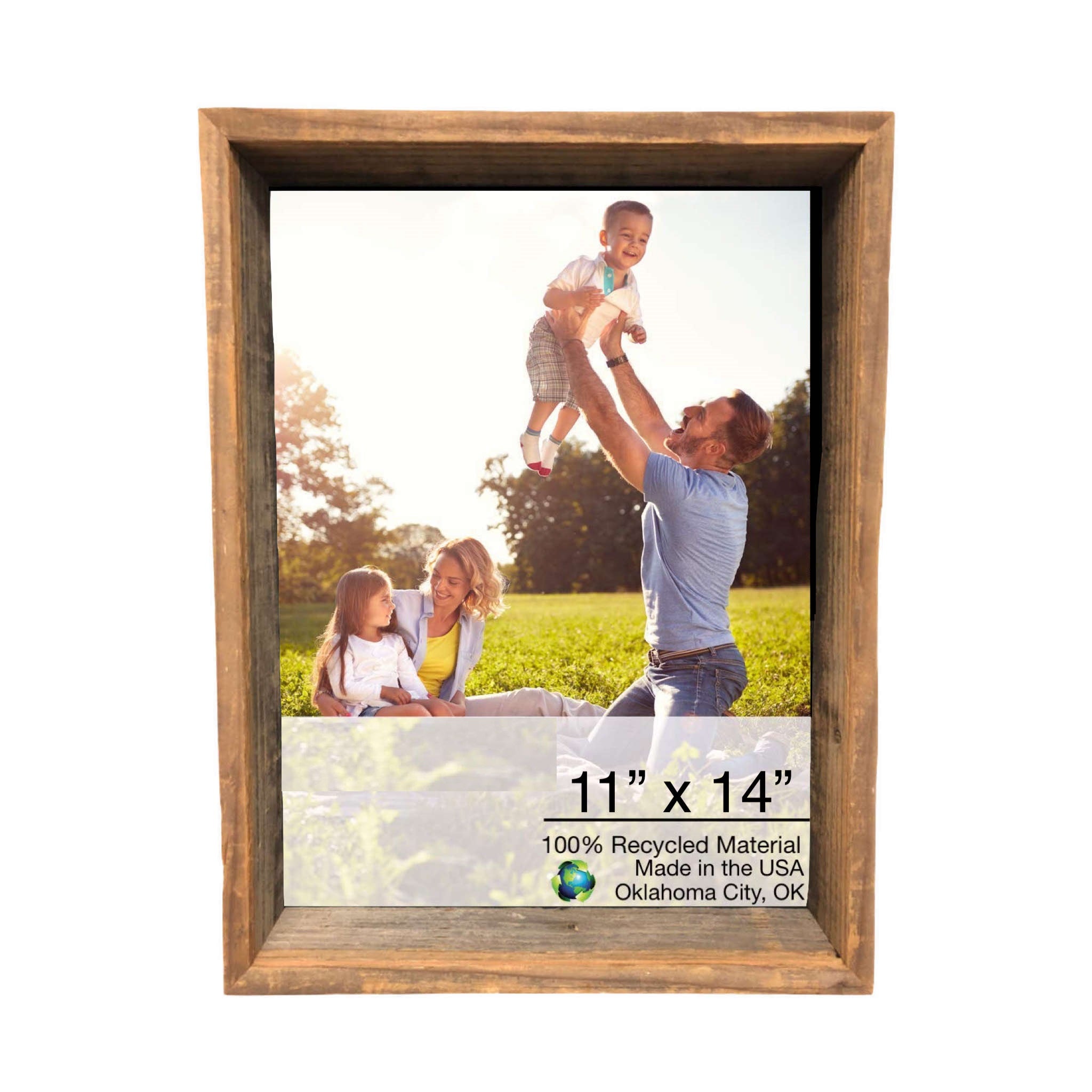 11X14 Rustic Weathered Grey Box Picture Frame With Hanger - Minihomy