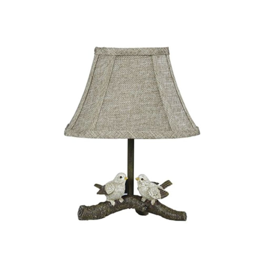 13" Brown Bedside Table Lamp With Tan Empire Shade - Minihomy