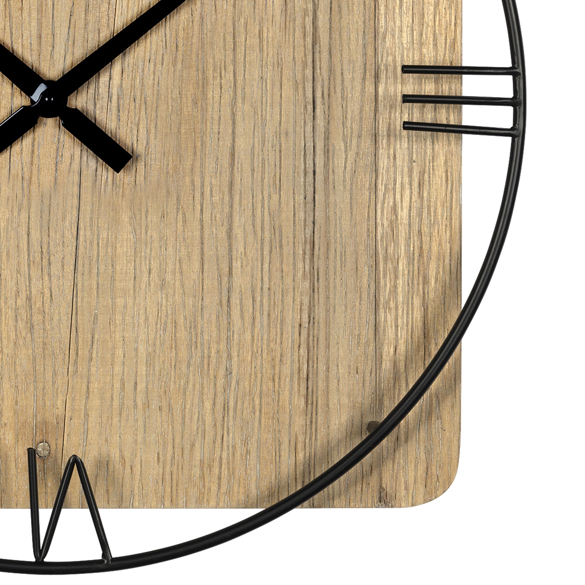 Minimalist Rustic Circle Square Wood And Metal Wall Clock - Minihomy