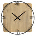 Minimalist Rustic Circle Square Wood And Metal Wall Clock - Minihomy