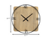 Minimalist Rustic Circle Square Wood And Metal Wall Clock - Minihomy