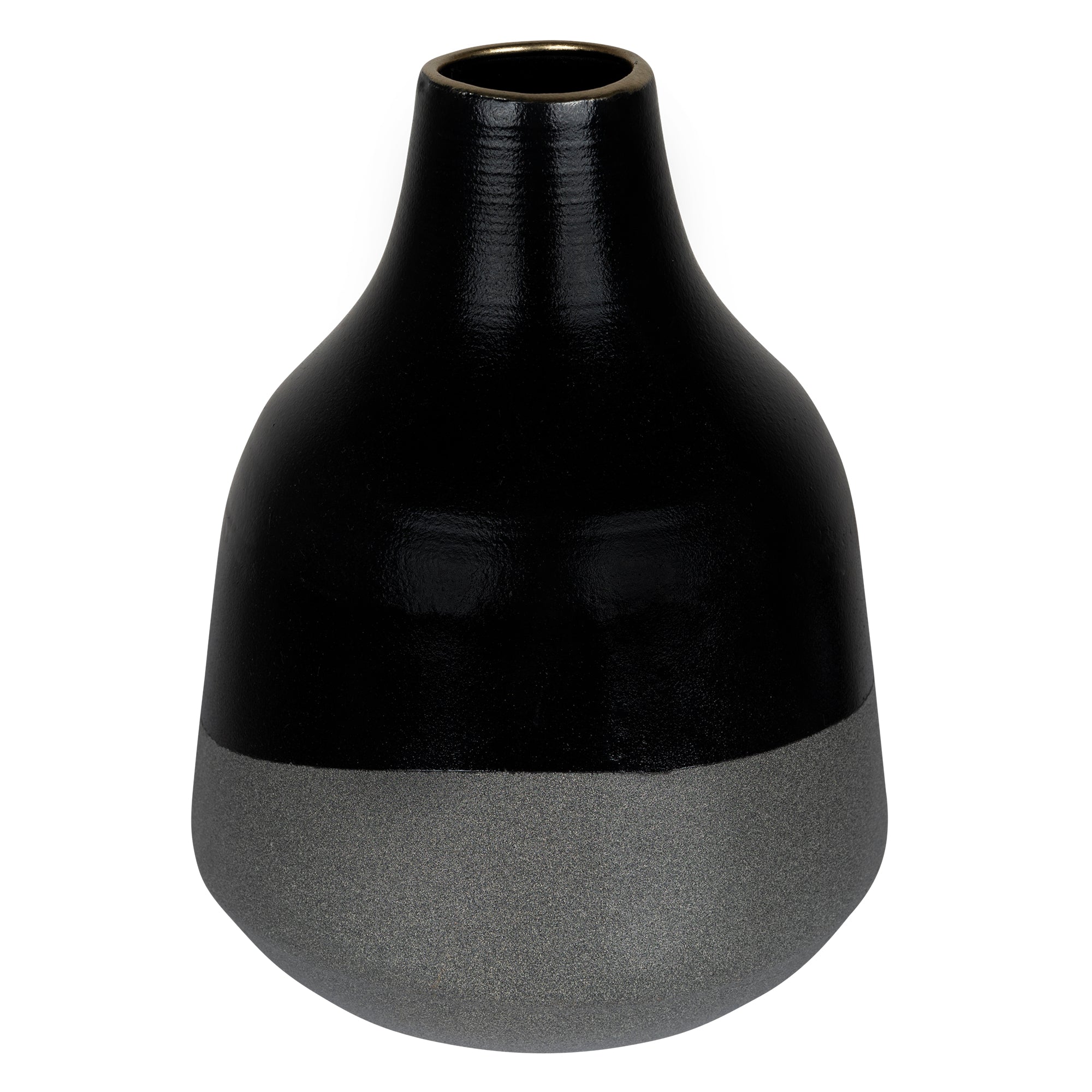 Dora Small Cement Gray And Black Dipped Vase