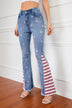 Full Size US Flag Frayed Hem Flare Jeans - Minihomy