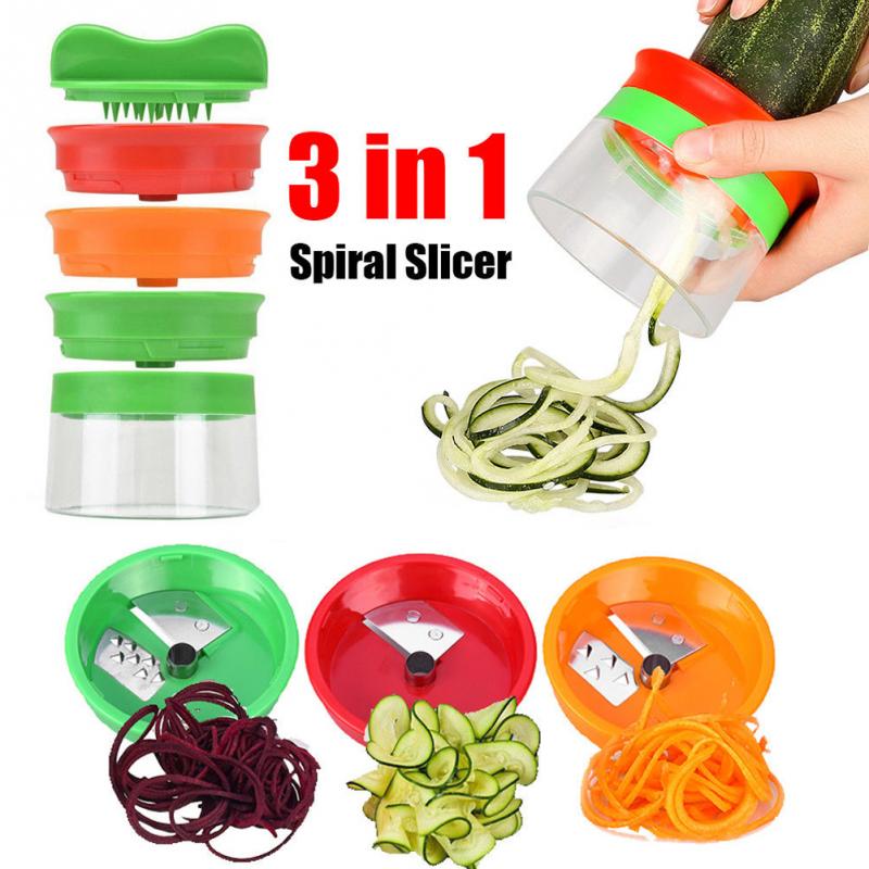 Food Slicer 3 In 1 Potato Spiralizer Multi-function Cutter Vegetable Slicer Kitchen Tools