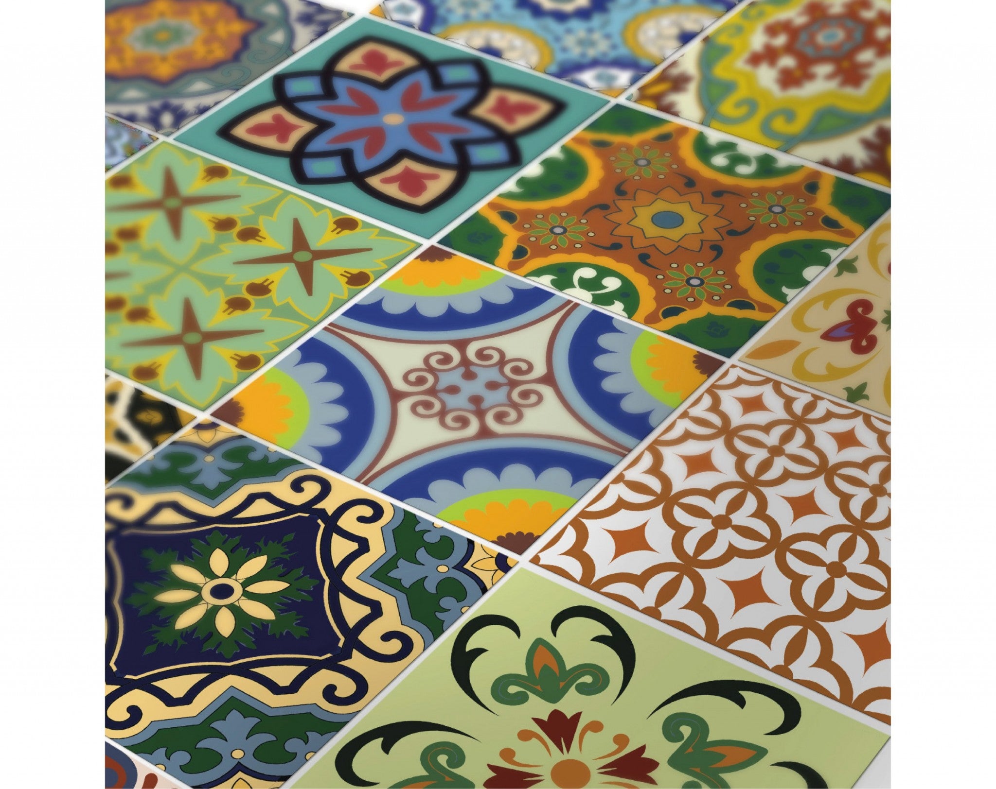 5" X 5" Mediterranean Brights Peel And Stick Removable Tiles - Minihomy