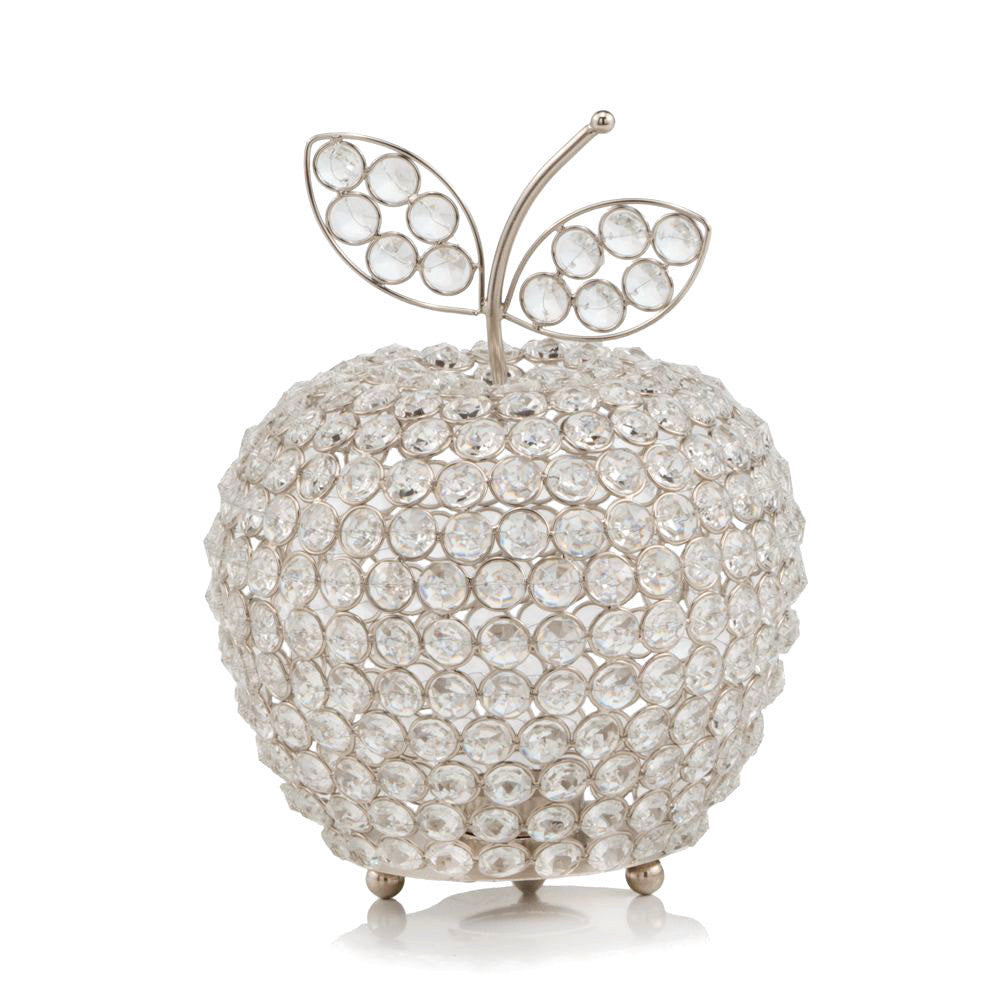 11" Silver Apple Faux Crystal Sculpture - Minihomy