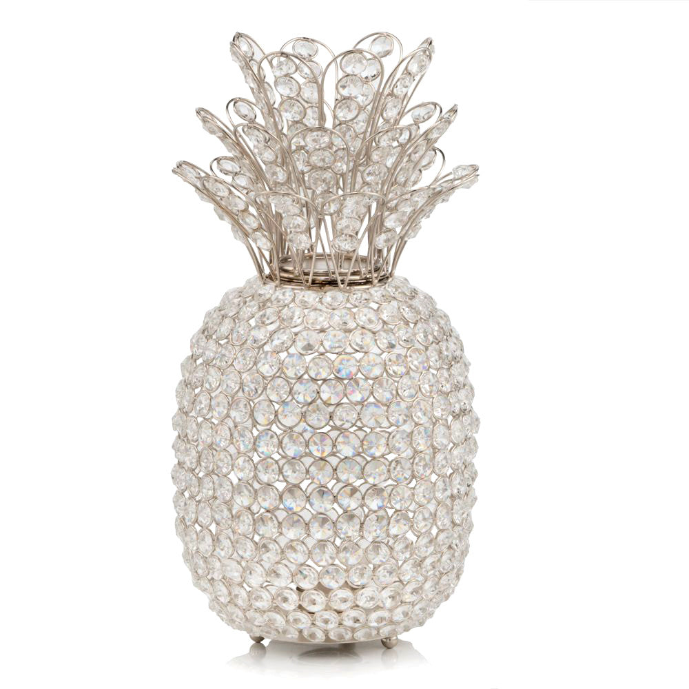 15" Silver Faux Crystal Pineapple Sculpture - Minihomy