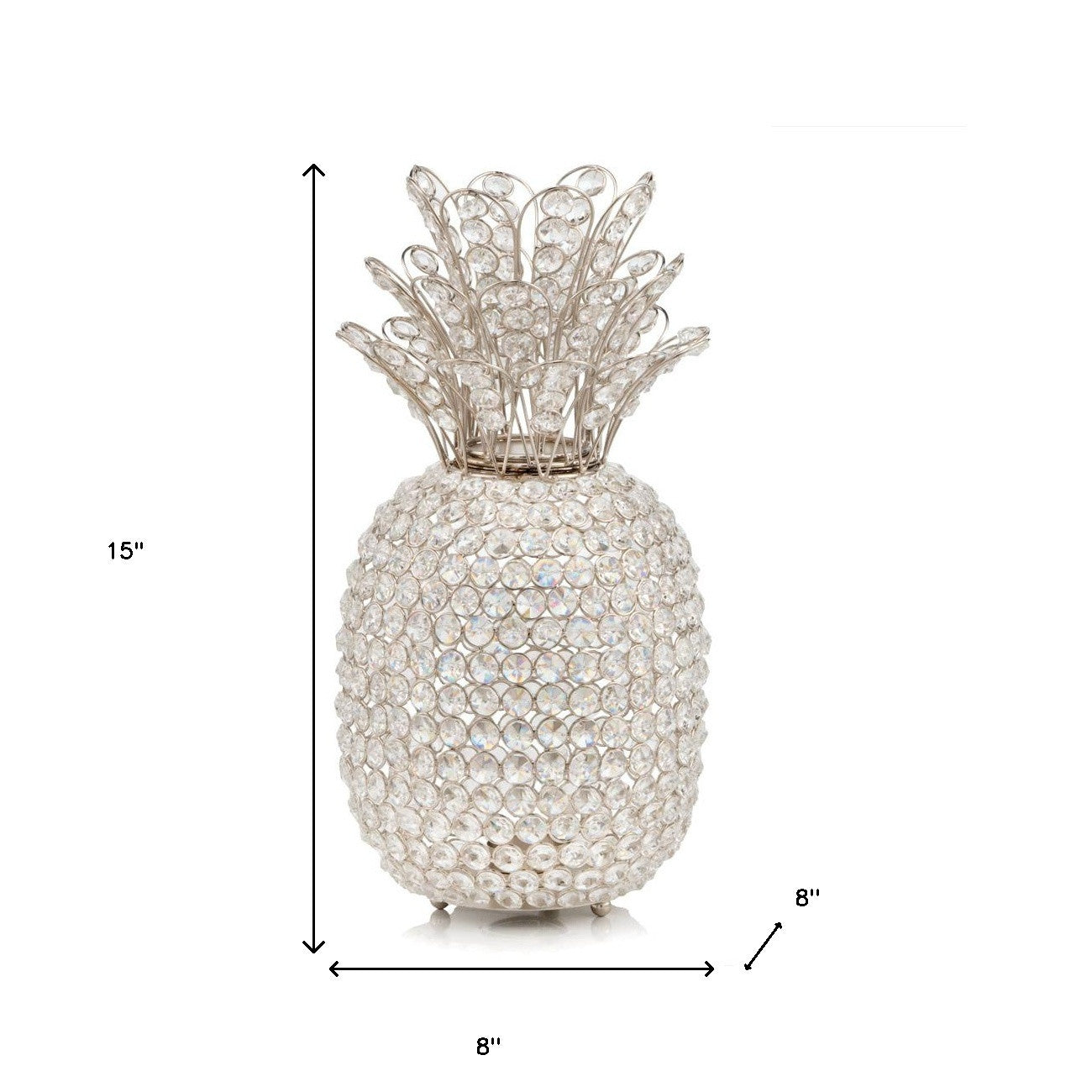 15" Silver Faux Crystal Pineapple Sculpture - Minihomy