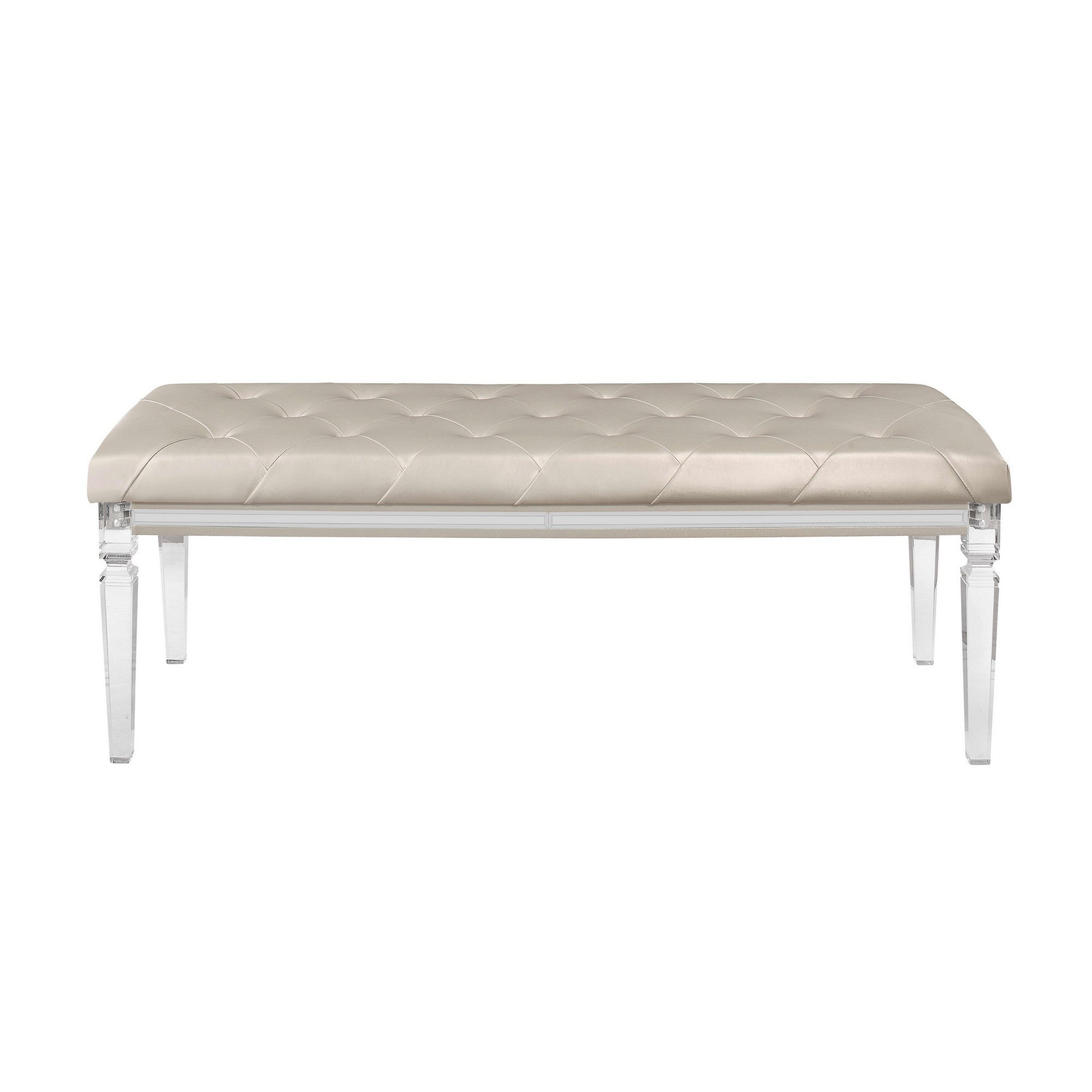 Champagne Toned Bench With Tapered Acrylic Legs - Minihomy