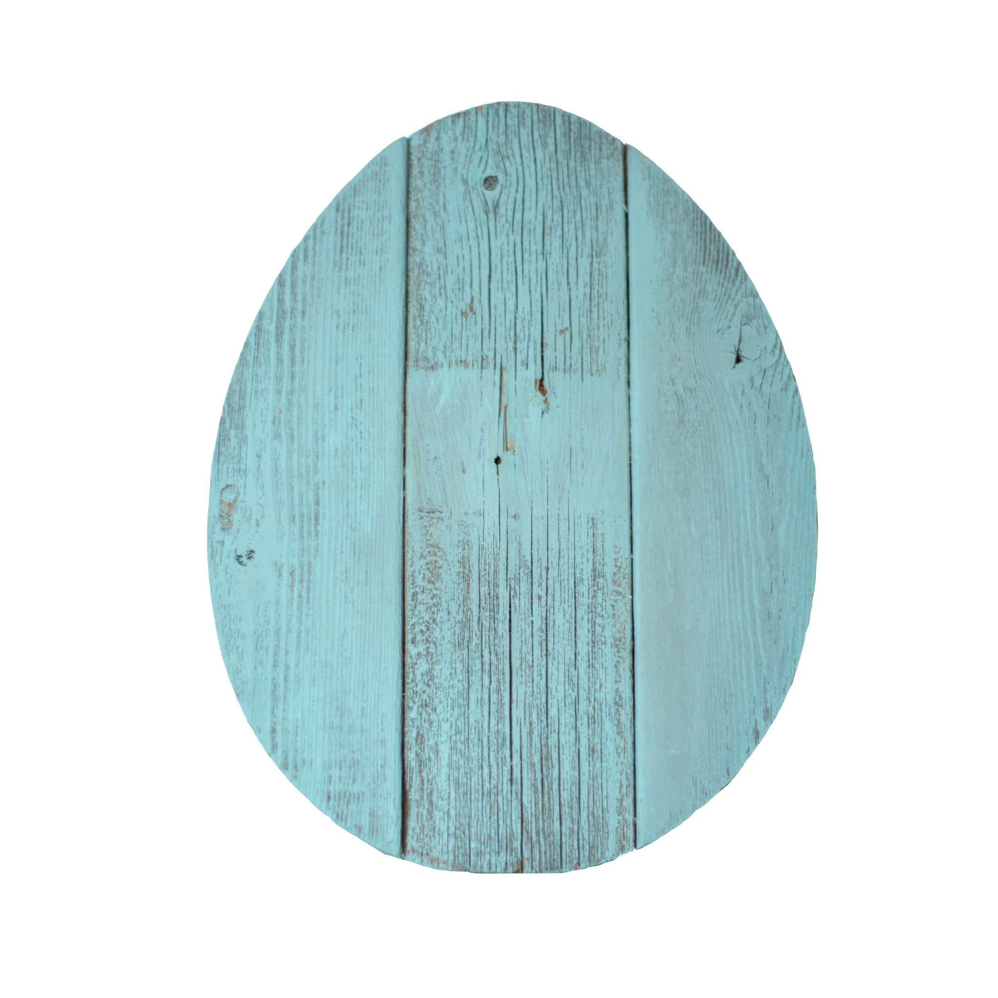 12" Farmhouse Turquoise Wooden Large Egg - Minihomy