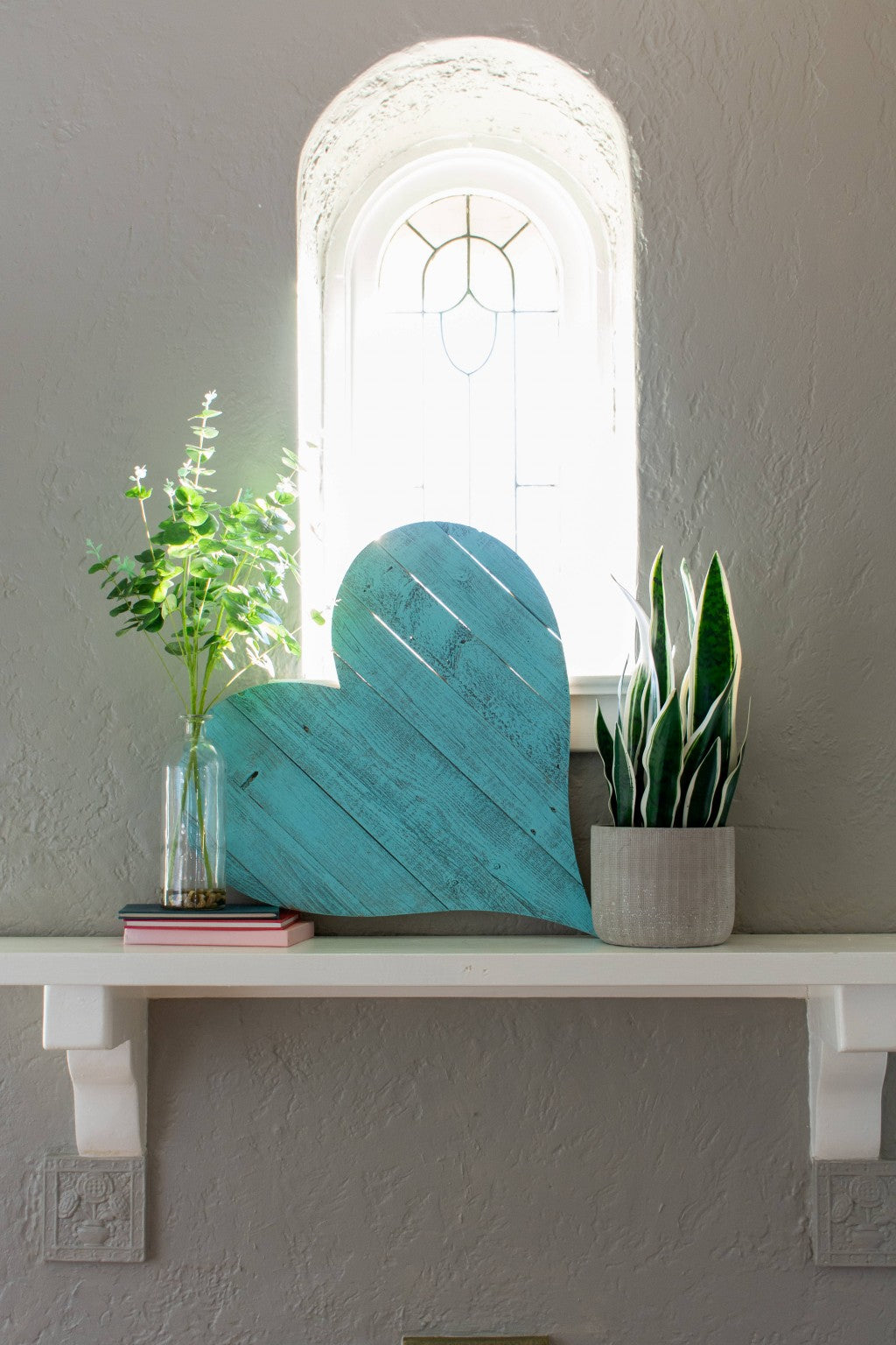 12" Farmhouse Turquoise Large Wooden Heart - Minihomy