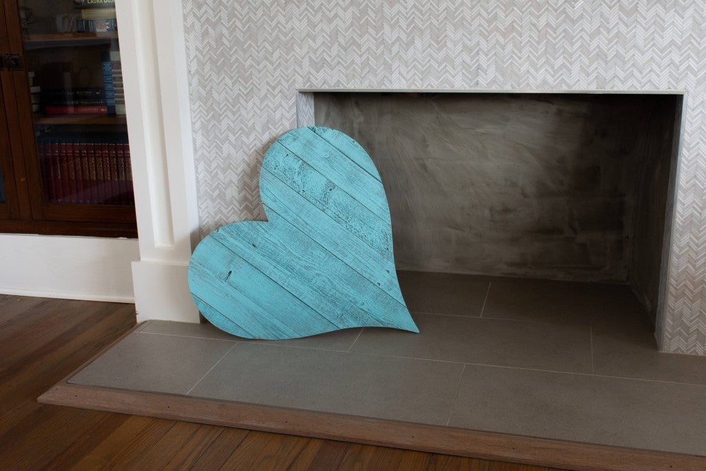 12" Farmhouse Turquoise Large Wooden Heart - Minihomy