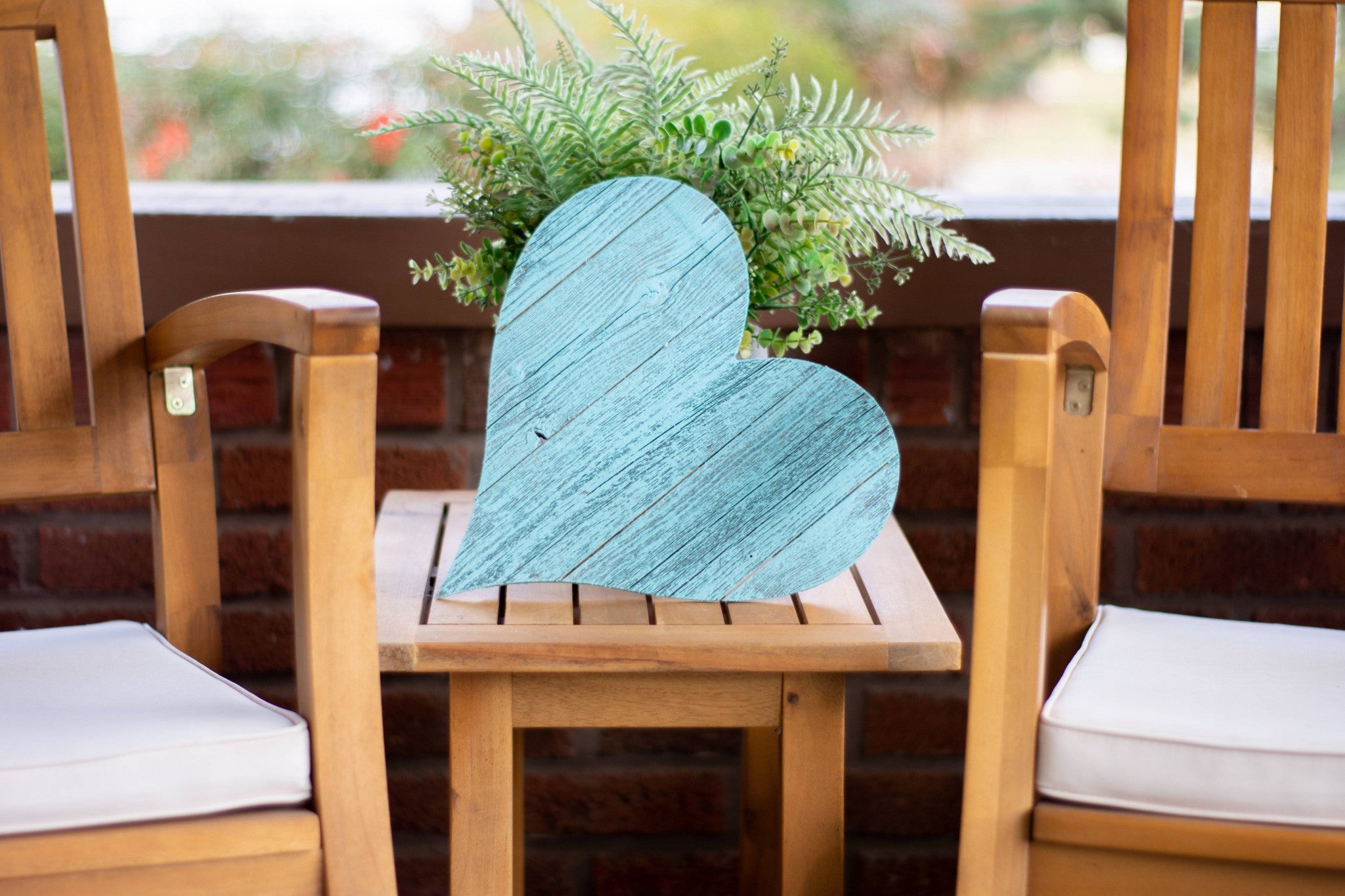 12" Farmhouse Turquoise Large Wooden Heart - Minihomy