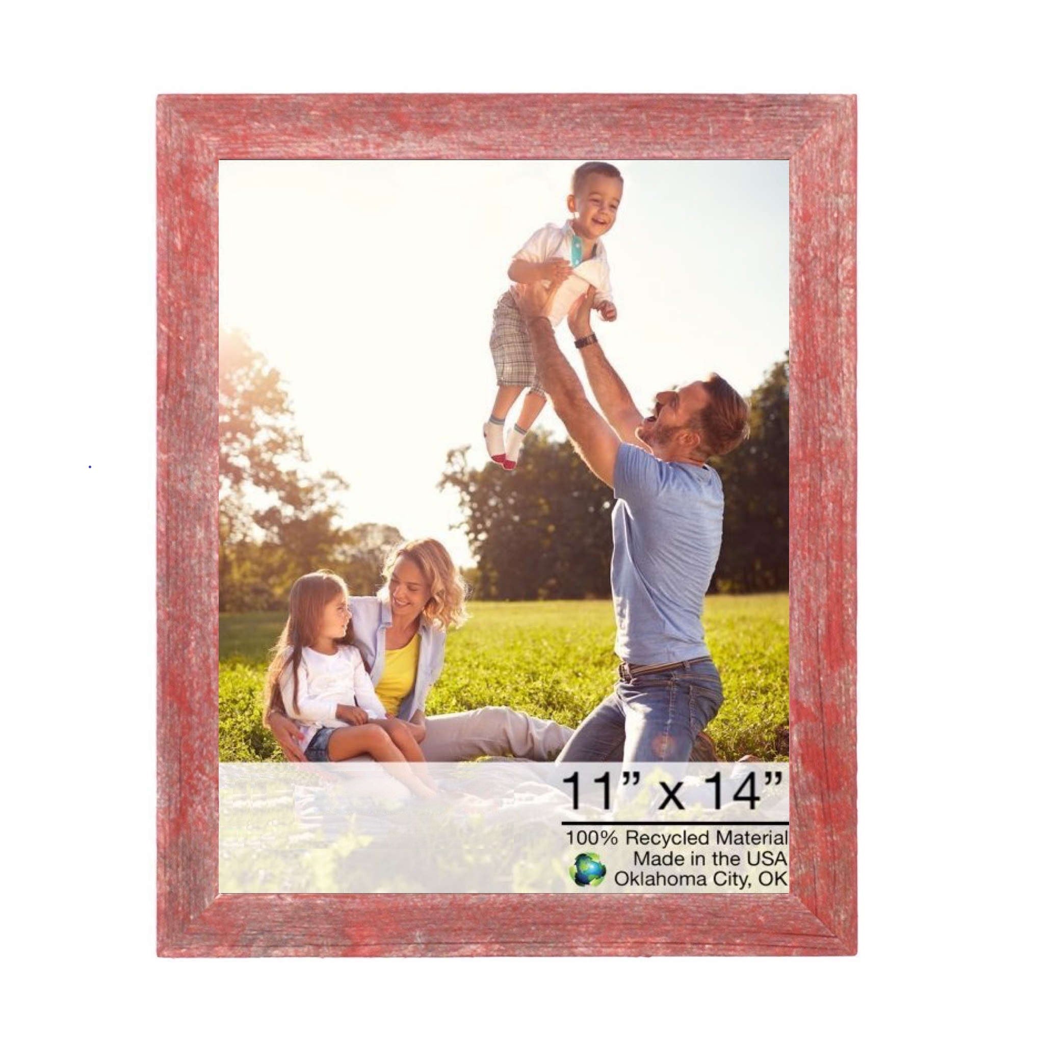 11” X 14” Rustic Farmhouse Red Wood Frame - Minihomy