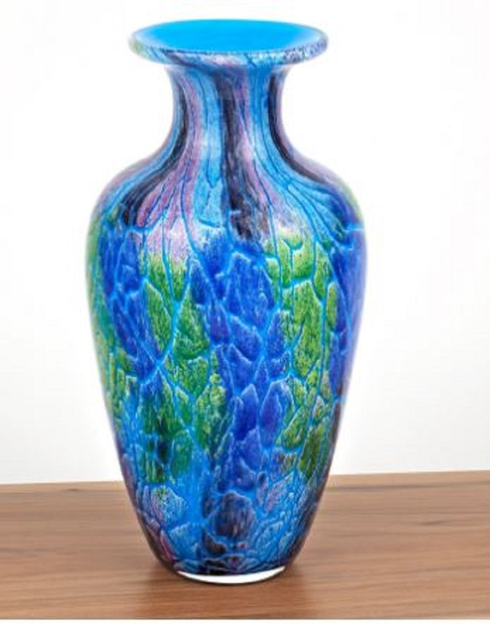 Contemporary Multi Color Mouth Blown Art Glass Vase