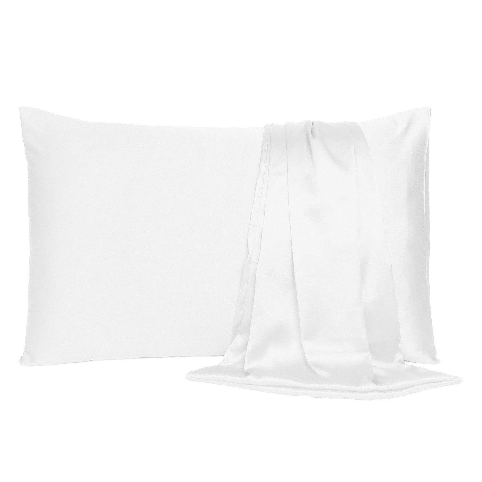 White Dreamy Set Of 2 Silky Satin King Pillowcases