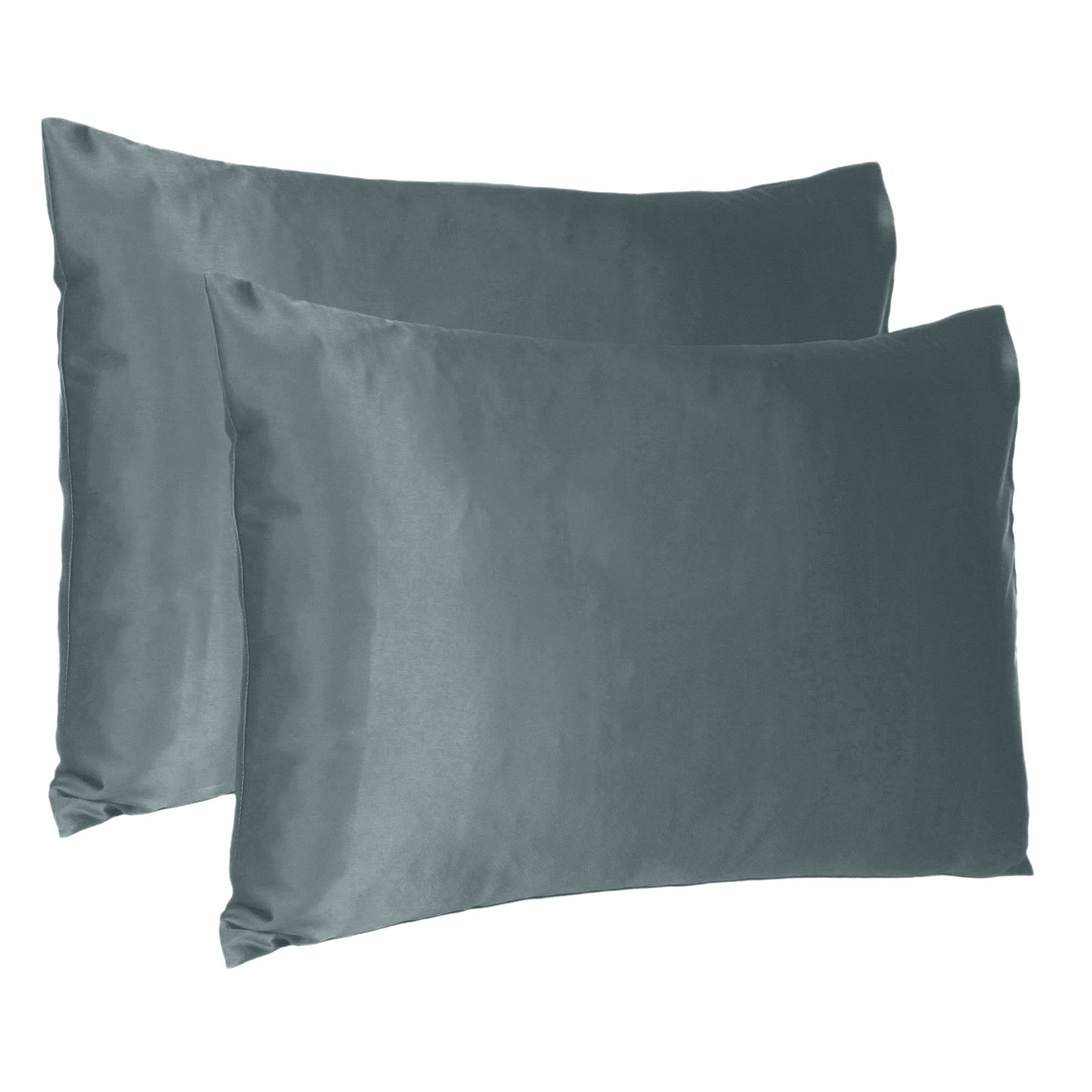 Gray Dreamy Set Of 2 Silky Satin King Pillowcases - Minihomy