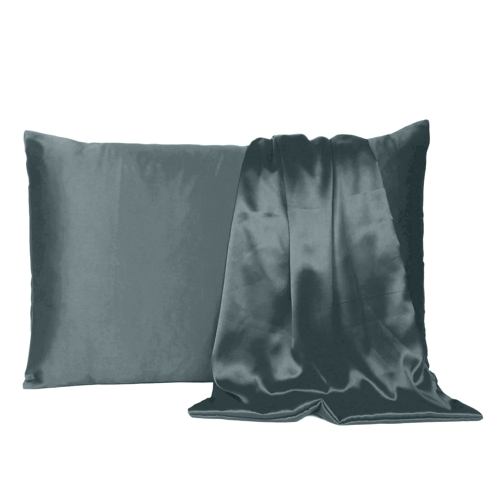 Gray Dreamy Set Of 2 Silky Satin King Pillowcases - Minihomy