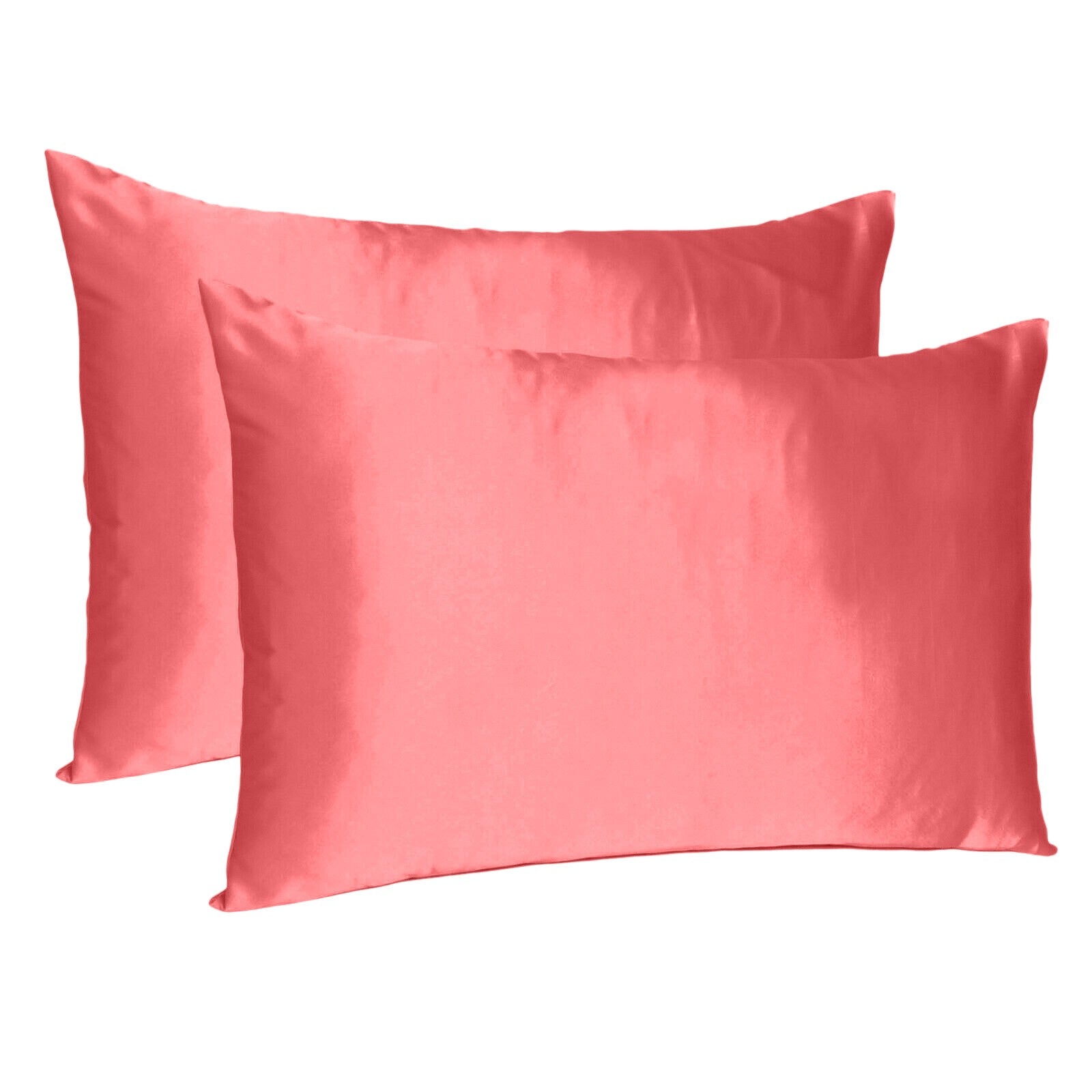 Coral Dreamy Set Of 2 Silky Satin King Pillowcases - Minihomy