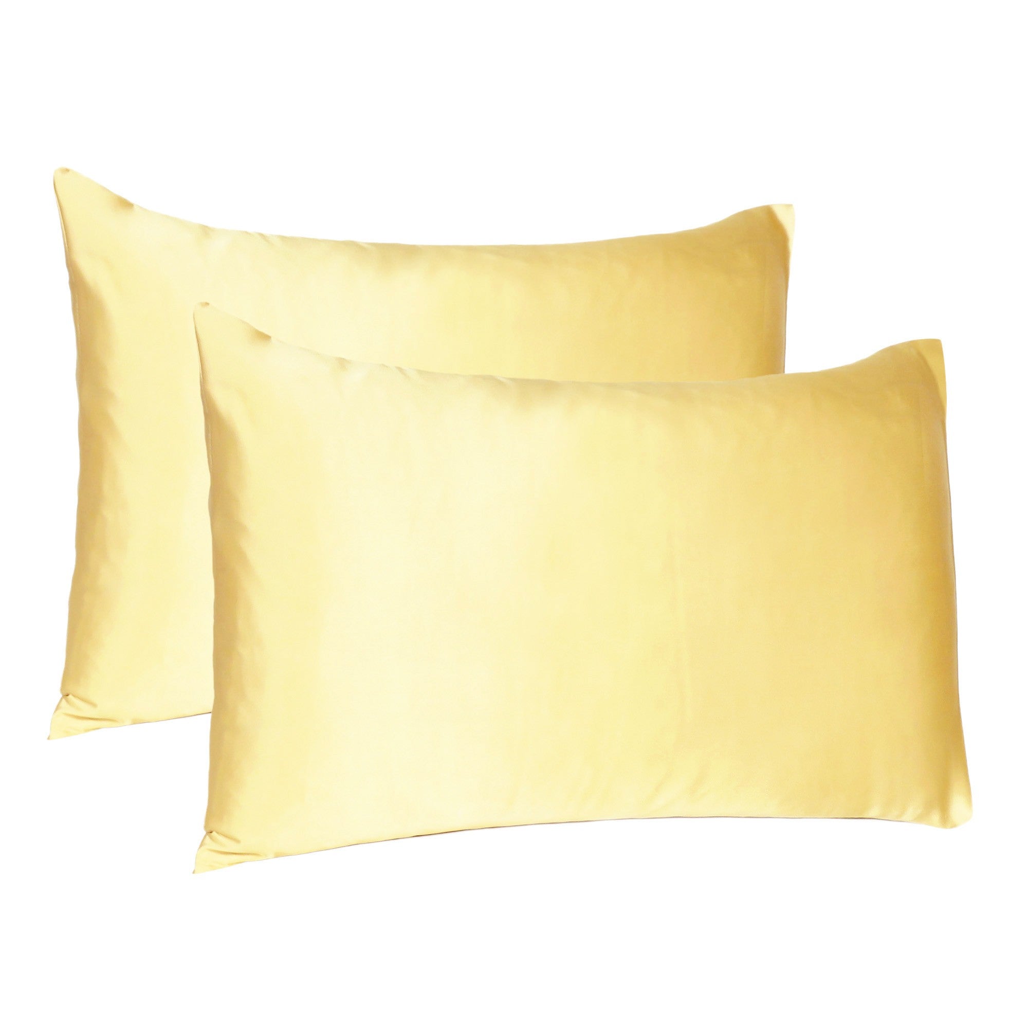 Gold Dreamy Set Of 2 Silky Satin King Pillowcases - Minihomy