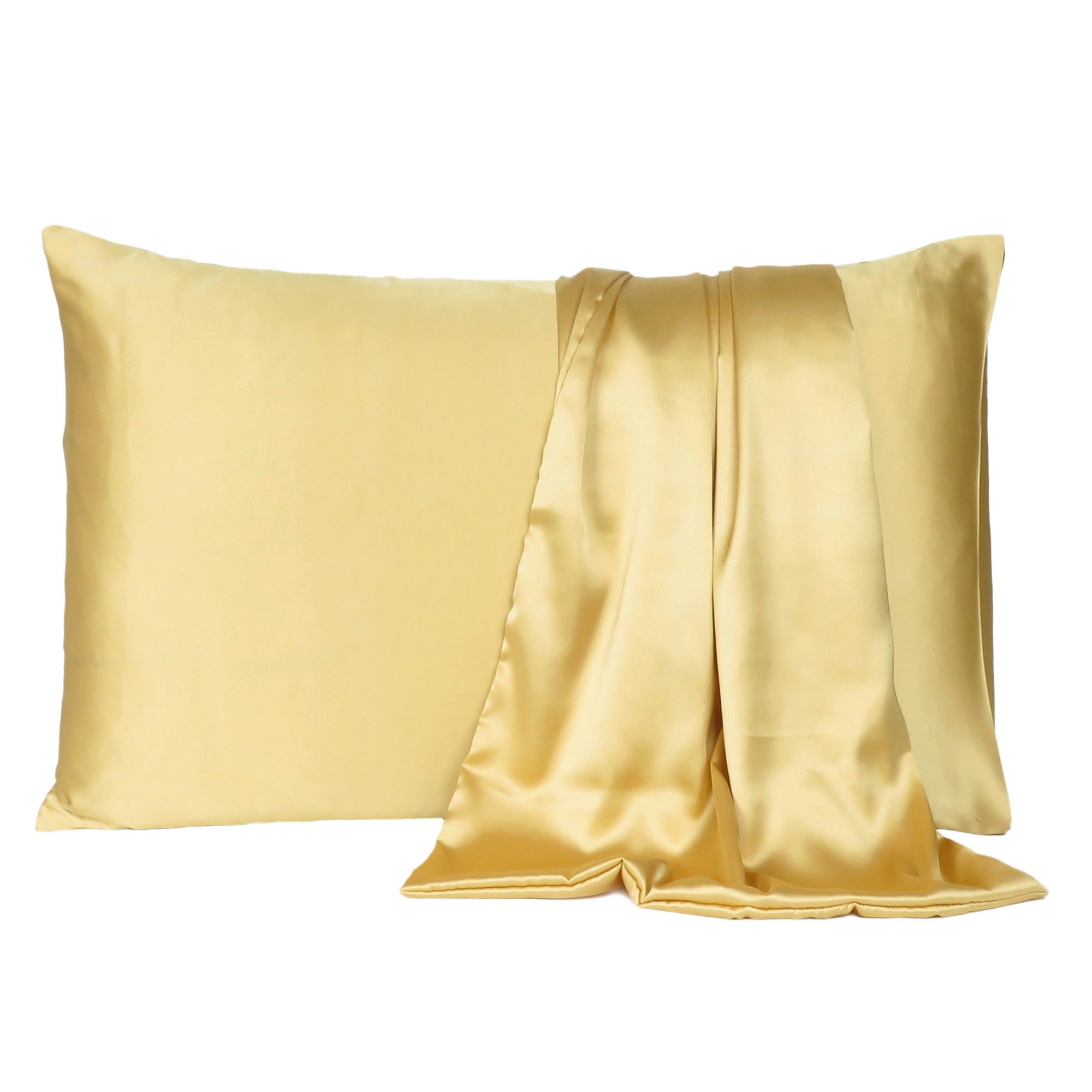 Gold Dreamy Set Of 2 Silky Satin King Pillowcases - Minihomy