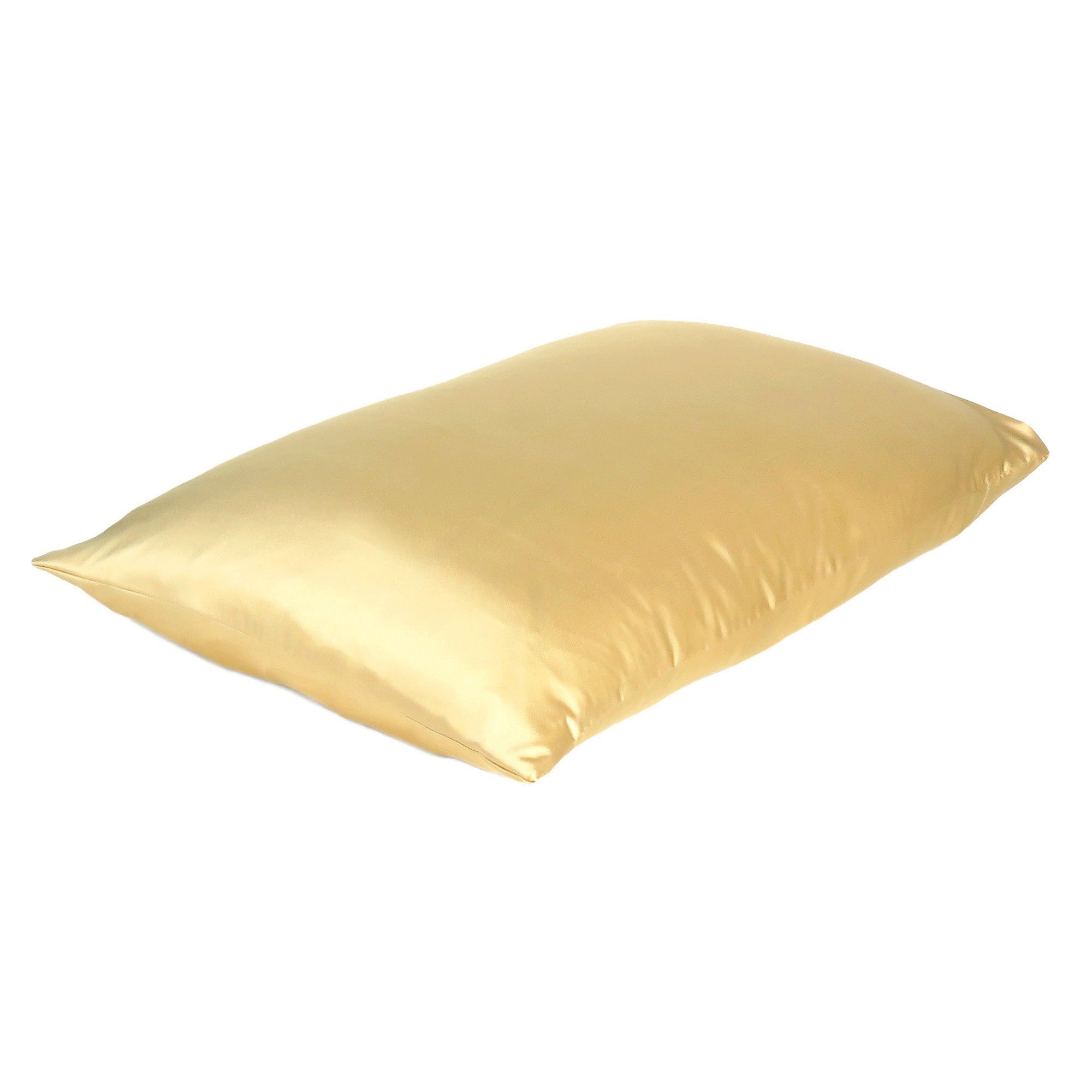 Gold Dreamy Set Of 2 Silky Satin King Pillowcases - Minihomy