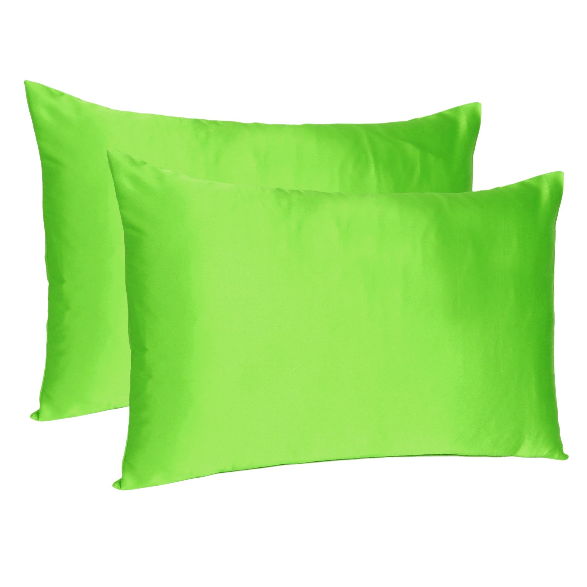 Bright Green Dreamy Set Of 2 Silky Satin King Pillowcases - Minihomy