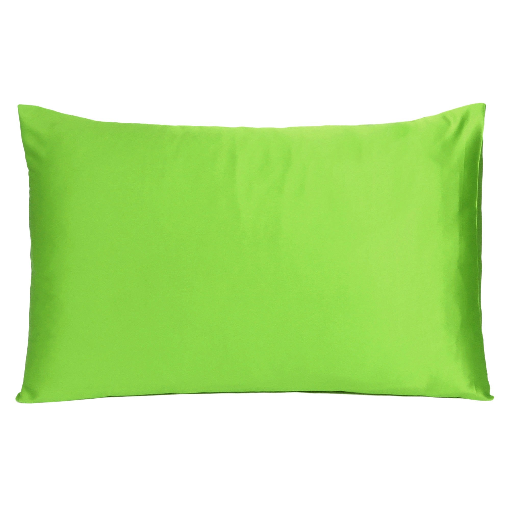 Bright Green Dreamy Set Of 2 Silky Satin King Pillowcases - Minihomy