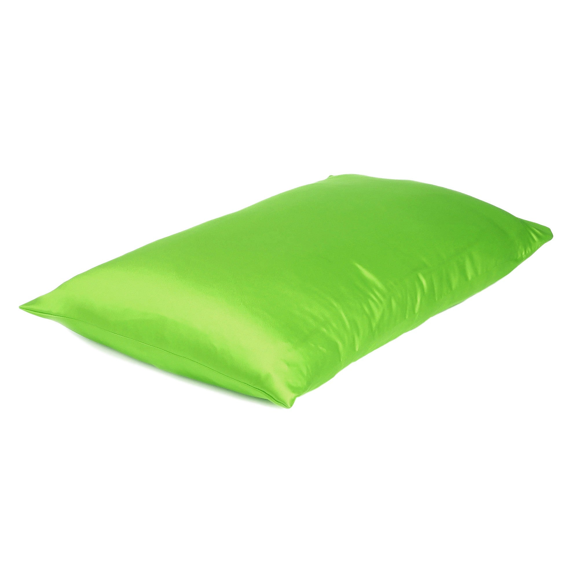 Bright Green Dreamy Set Of 2 Silky Satin King Pillowcases - Minihomy