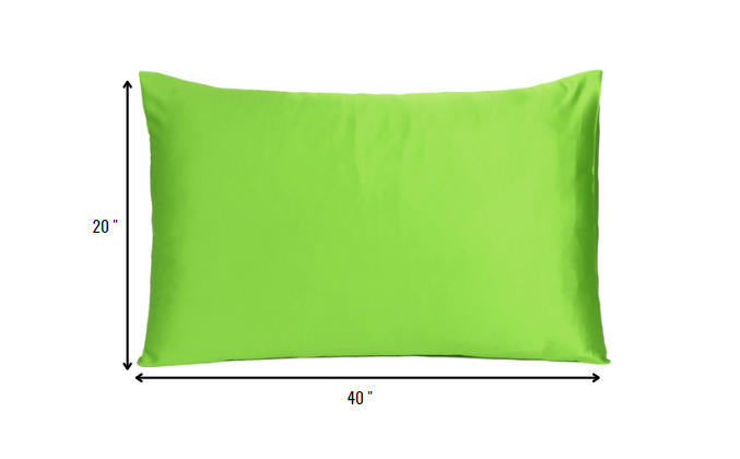 Bright Green Dreamy Set Of 2 Silky Satin King Pillowcases - Minihomy