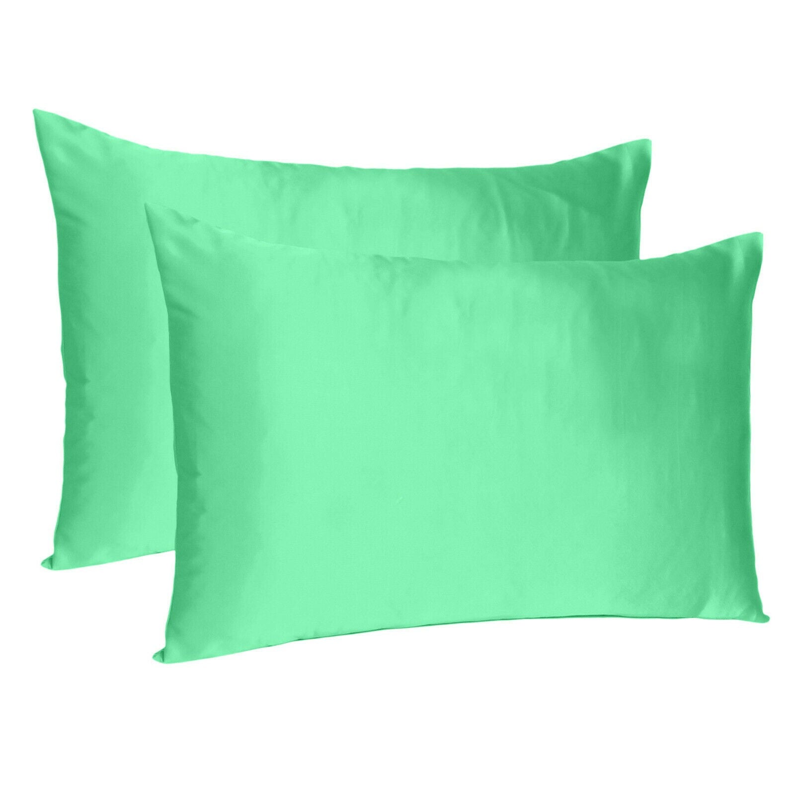 Green Dreamy Set Of 2 Silky Satin King Pillowcases - Minihomy