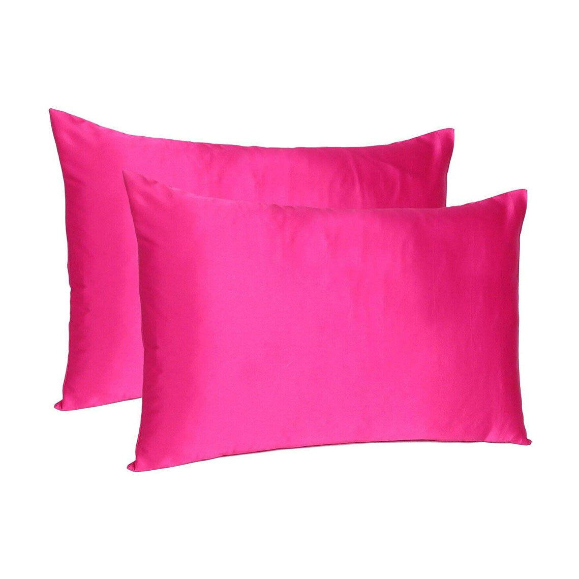 Fuchsia Dreamy Set Of 2 Silky Satin King Pillowcases - Minihomy