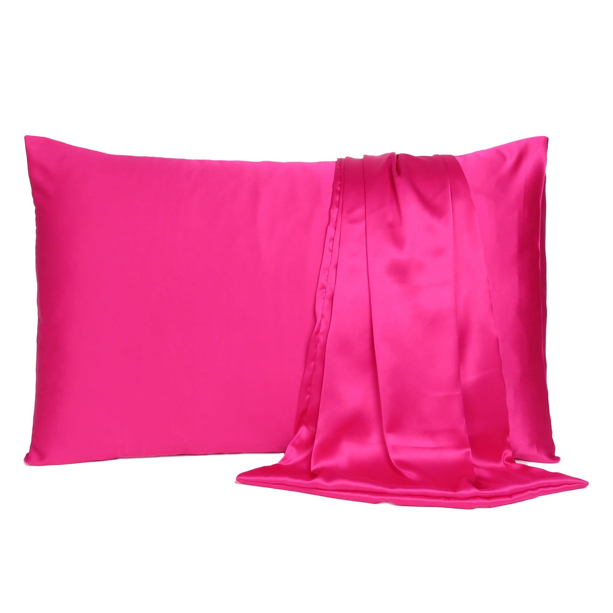 Fuchsia Dreamy Set Of 2 Silky Satin King Pillowcases - Minihomy