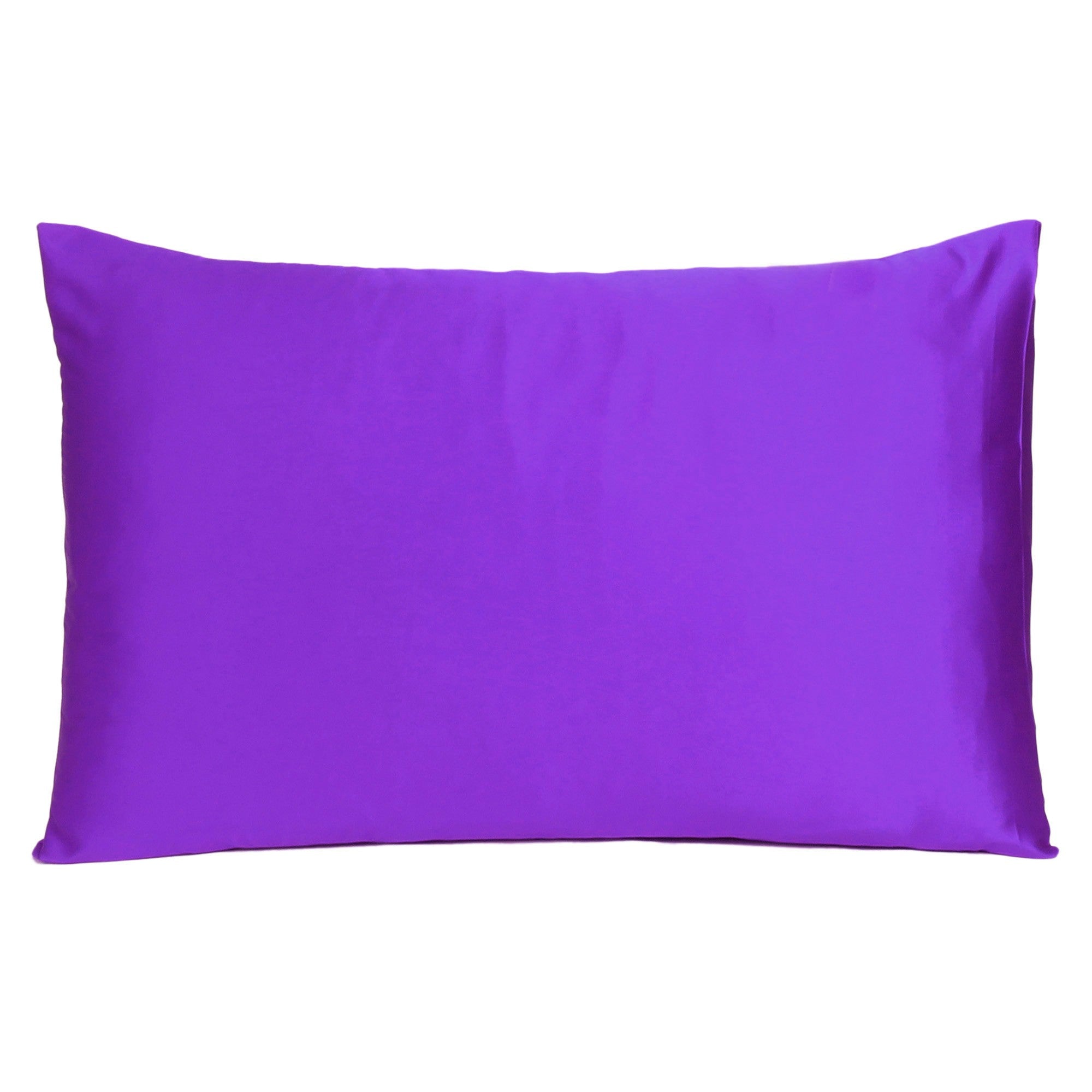 Bright Purple Dreamy Set Of 2 Silky Satin King Pillowcases - Minihomy