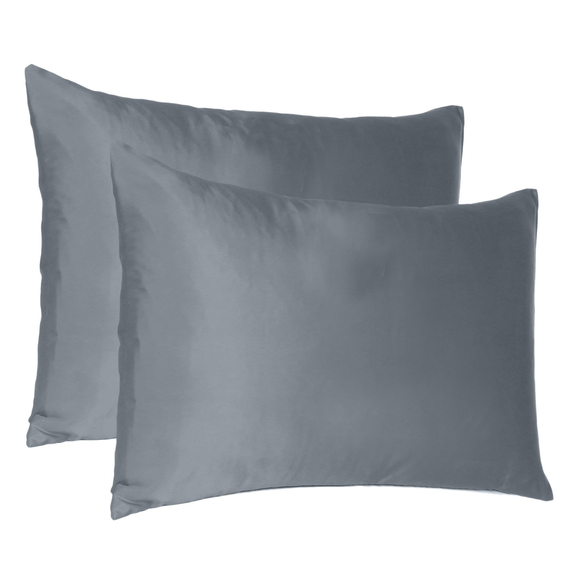 Dark Gray Dreamy Set Of 2 Silky Satin King Pillowcases - Minihomy