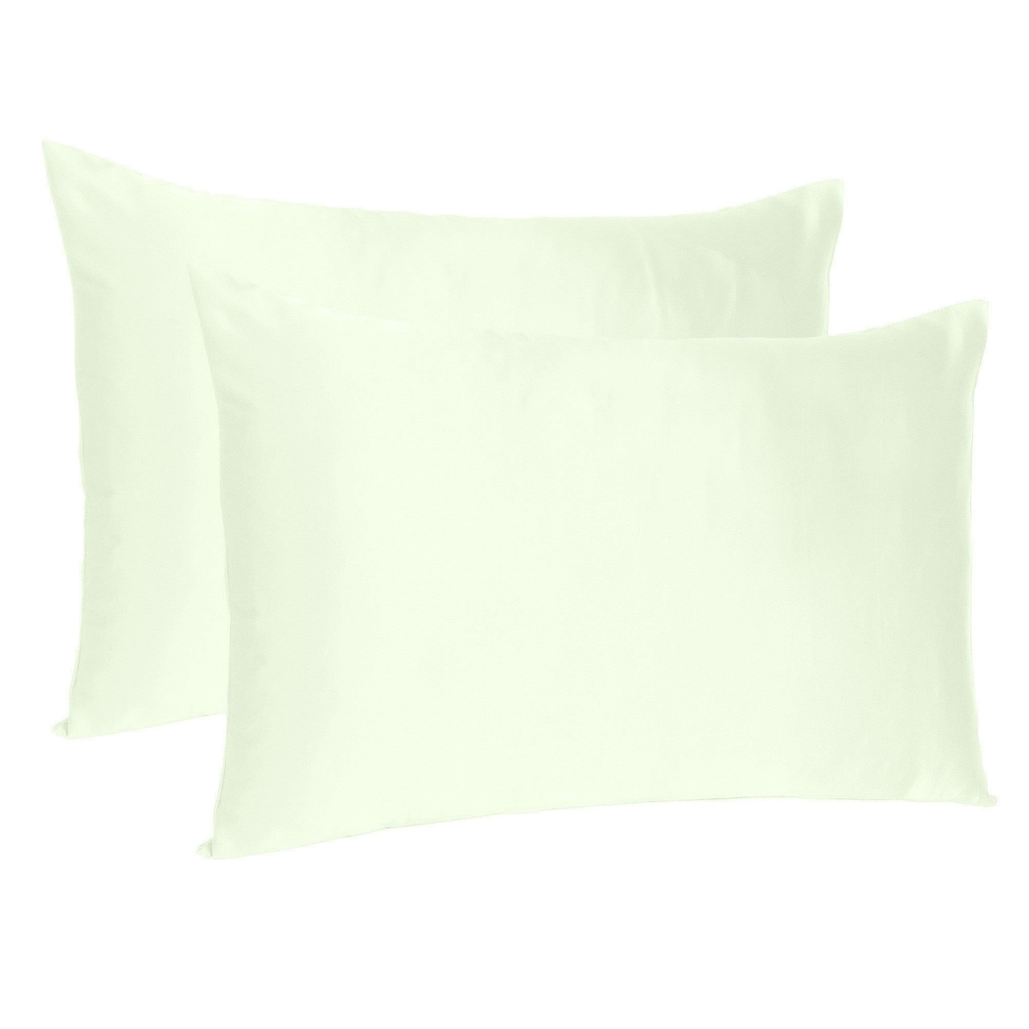 Ivory Dreamy Set Of 2 Silky Satin King Pillowcases - Minihomy