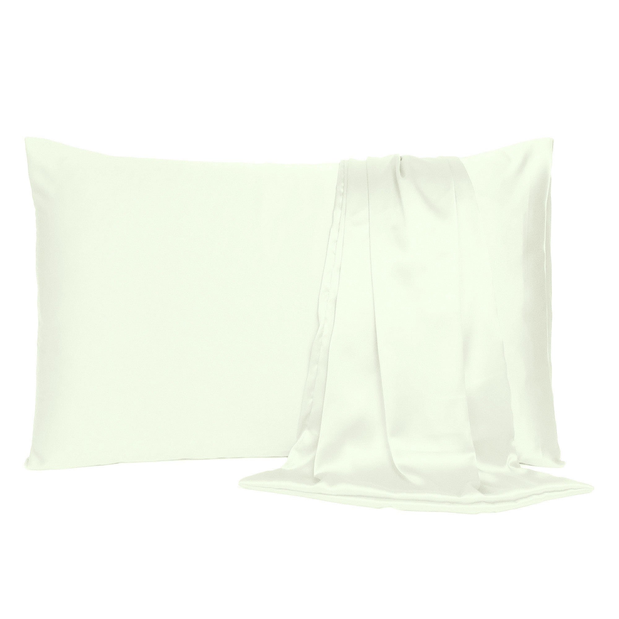 Ivory Dreamy Set Of 2 Silky Satin King Pillowcases - Minihomy