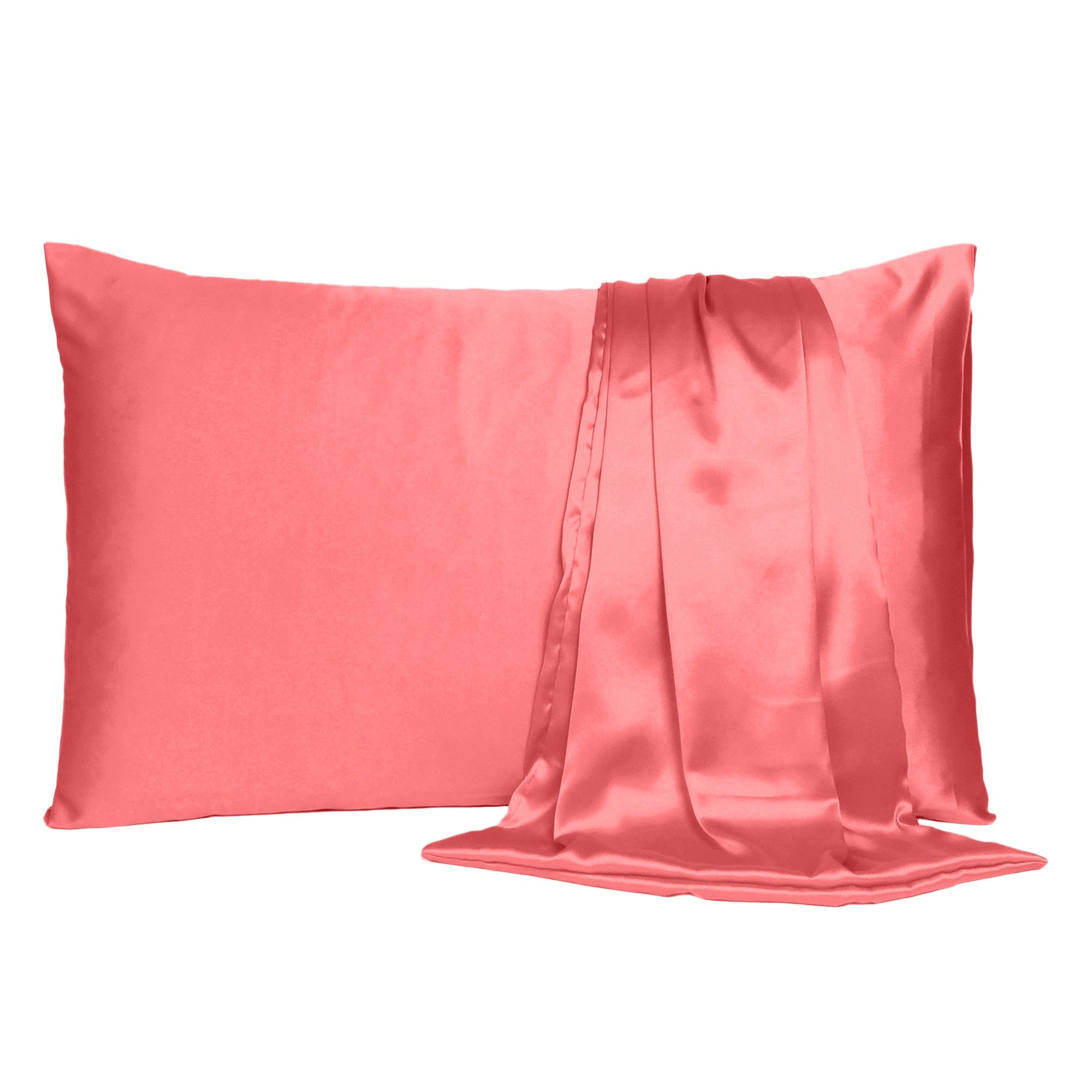 Coral Dreamy Set Of 2 Silky Satin Standard Pillowcases - Minihomy