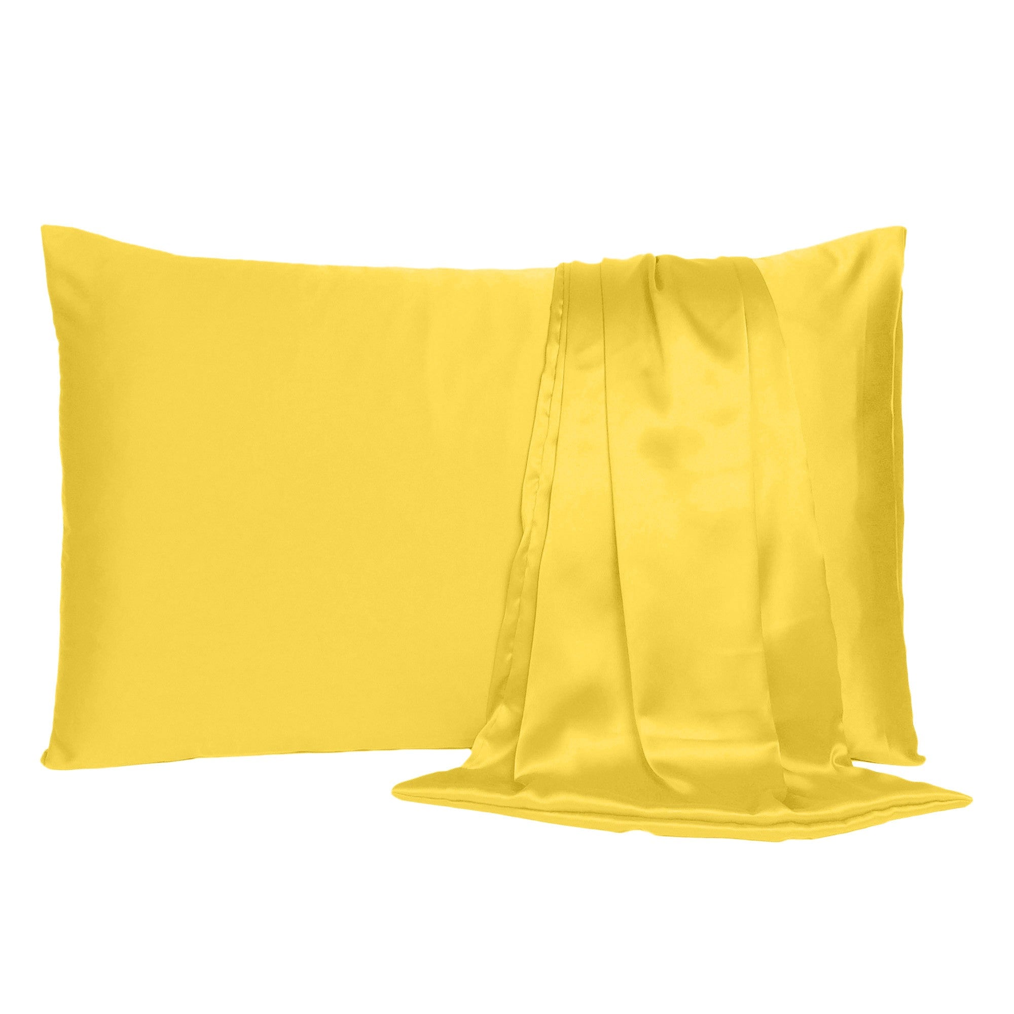 Lemon Dreamy Set Of 2 Silky Satin Standard Pillowcases