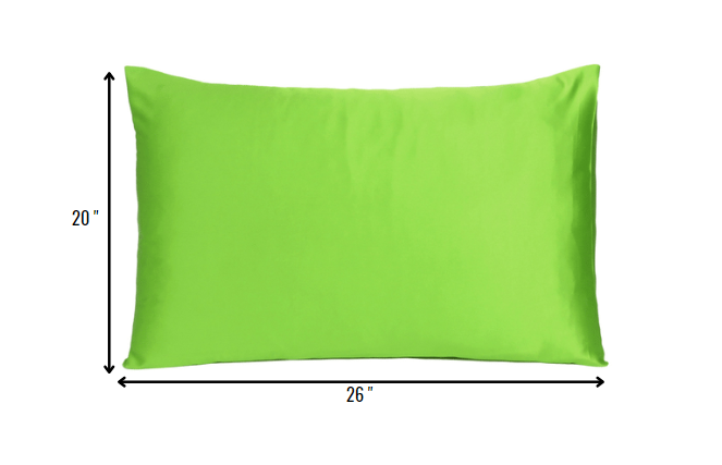 Bright Green Dreamy Set Of 2 Silky Satin Standard Pillowcases - Minihomy